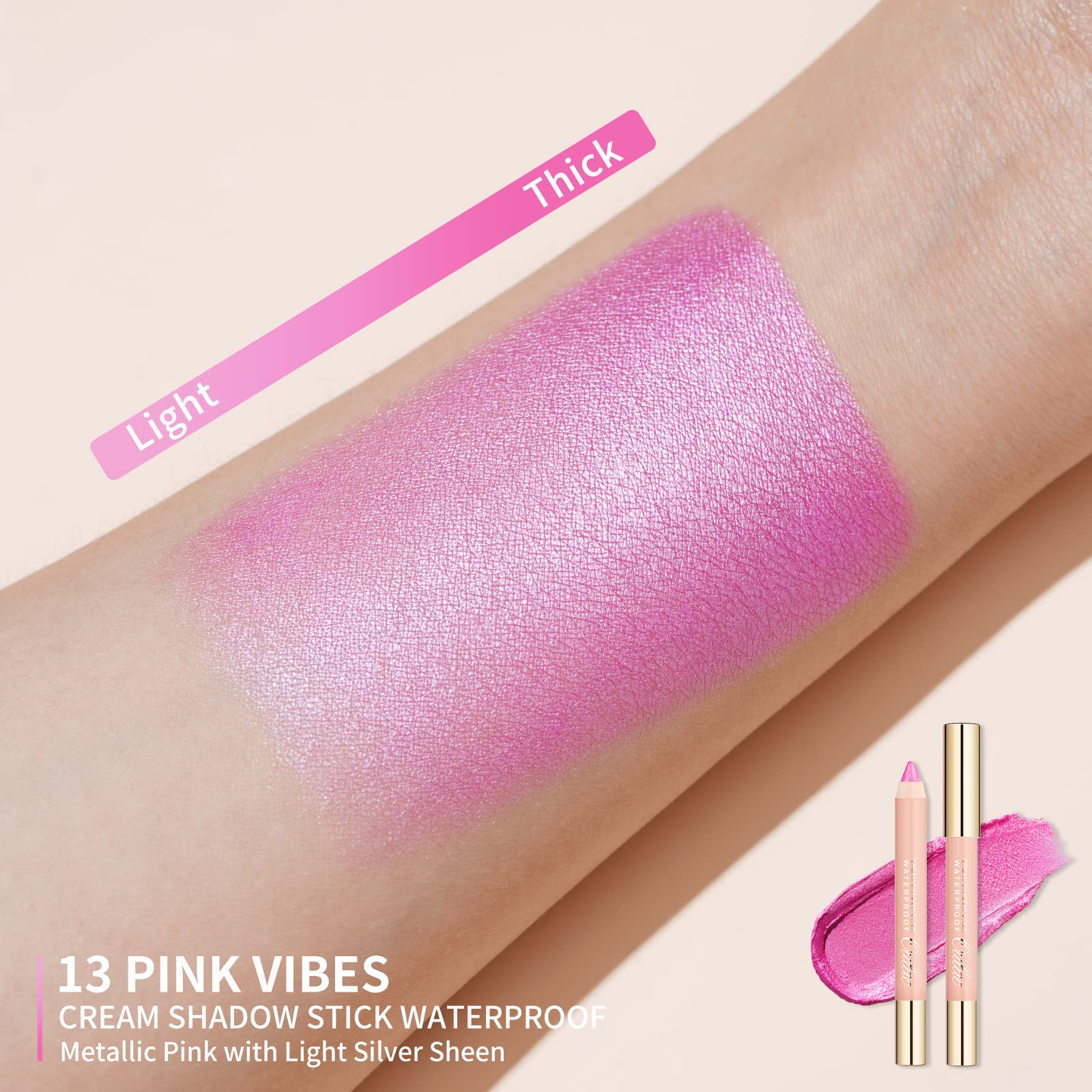 Oulac Waterproof Pink Eyeshadow Pencil For Long-Lasting Eye Looks - Easy To Apply, Blendable And Smudge-Proof, Vegan & Cruelty-F