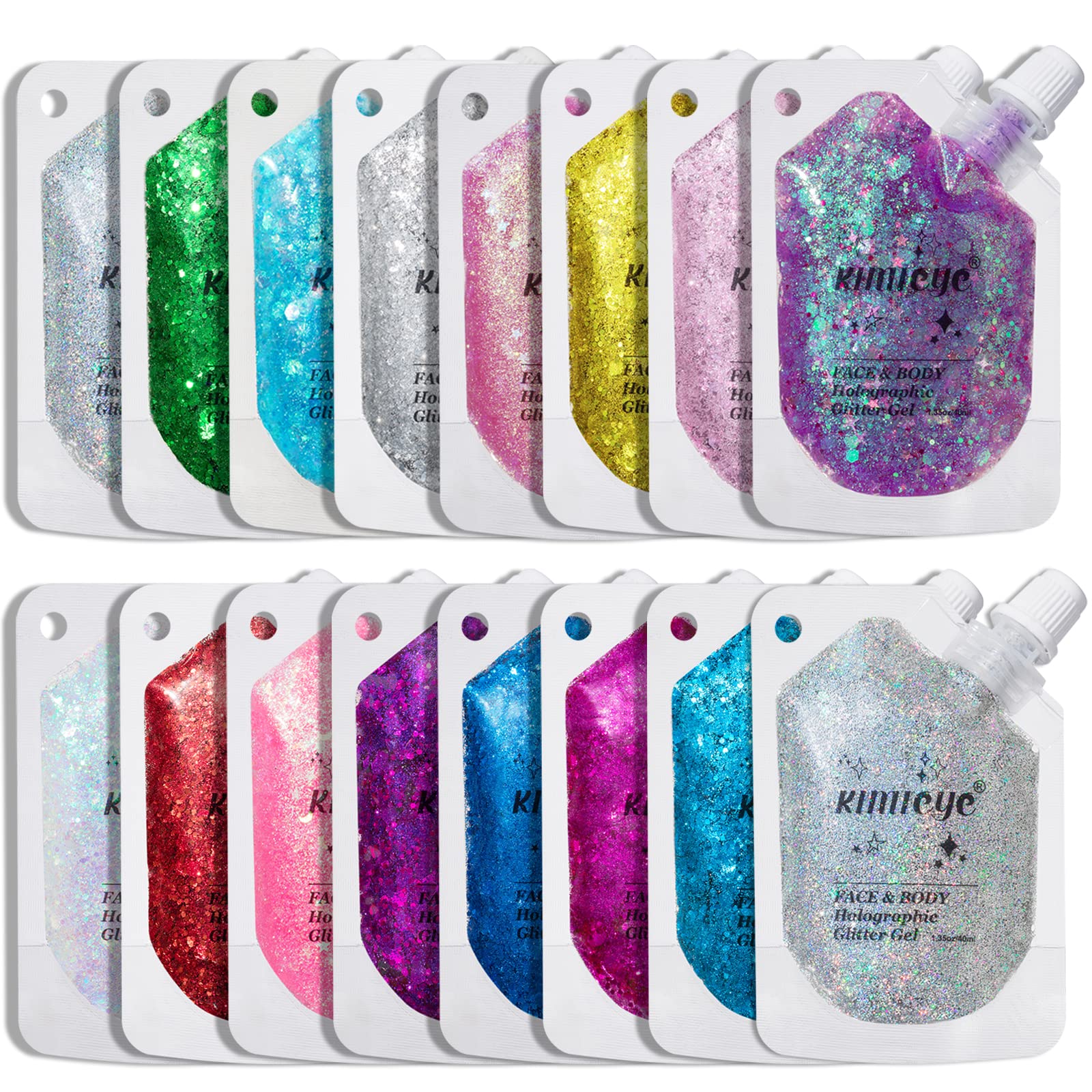Holographic Face Glitter Gel Body Shimmer Makeup for for Hair, Face, Clavicle, Arm, Nail, Eyeshadow, Long Lasting Waterproof Par
