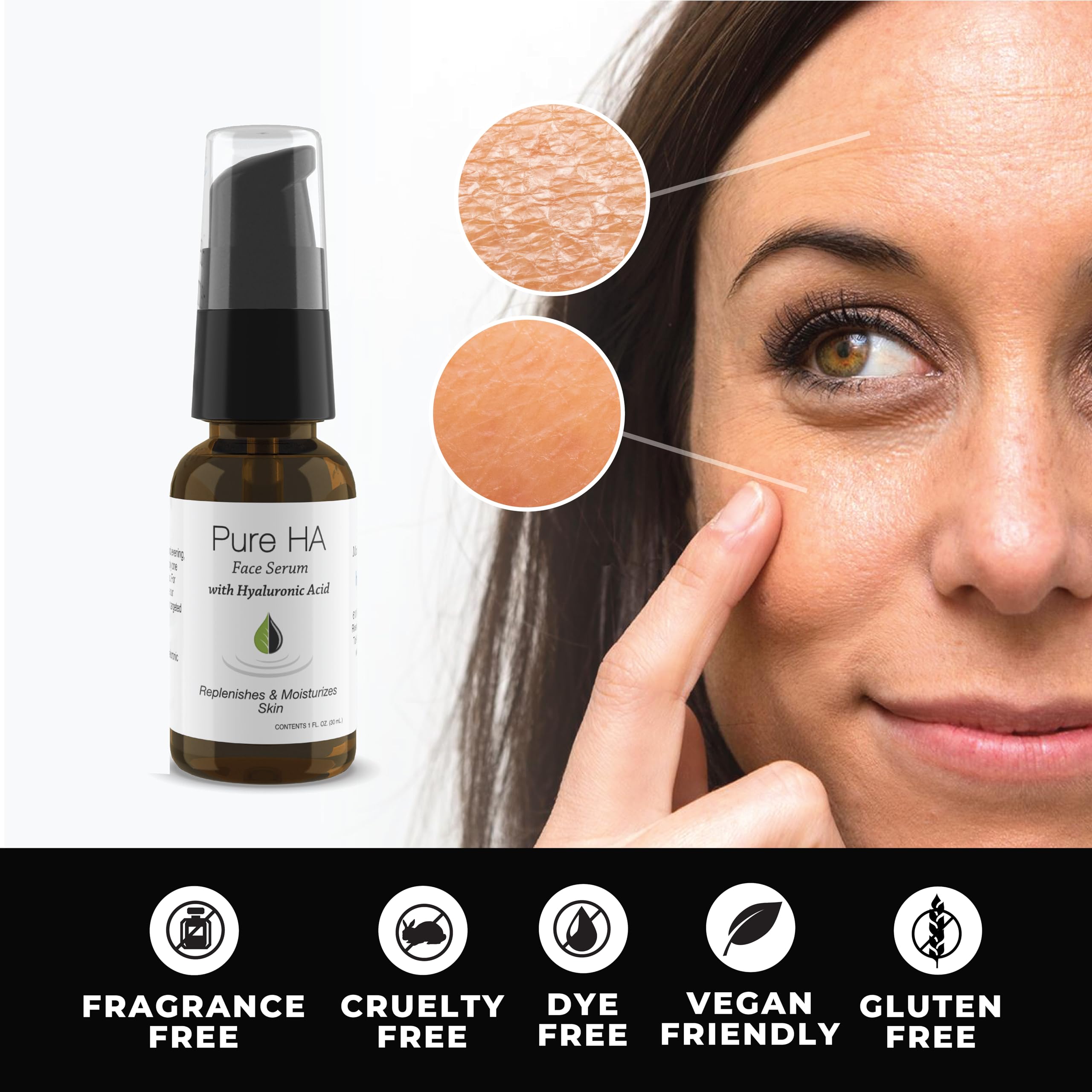 Hyalogic Pure Ha Face Serum 1 Oz And 1 Hyaluronic Acid Facial Mask - Bundle - Sensitive Skin - Deep Hydrating, Moisturizing Topi