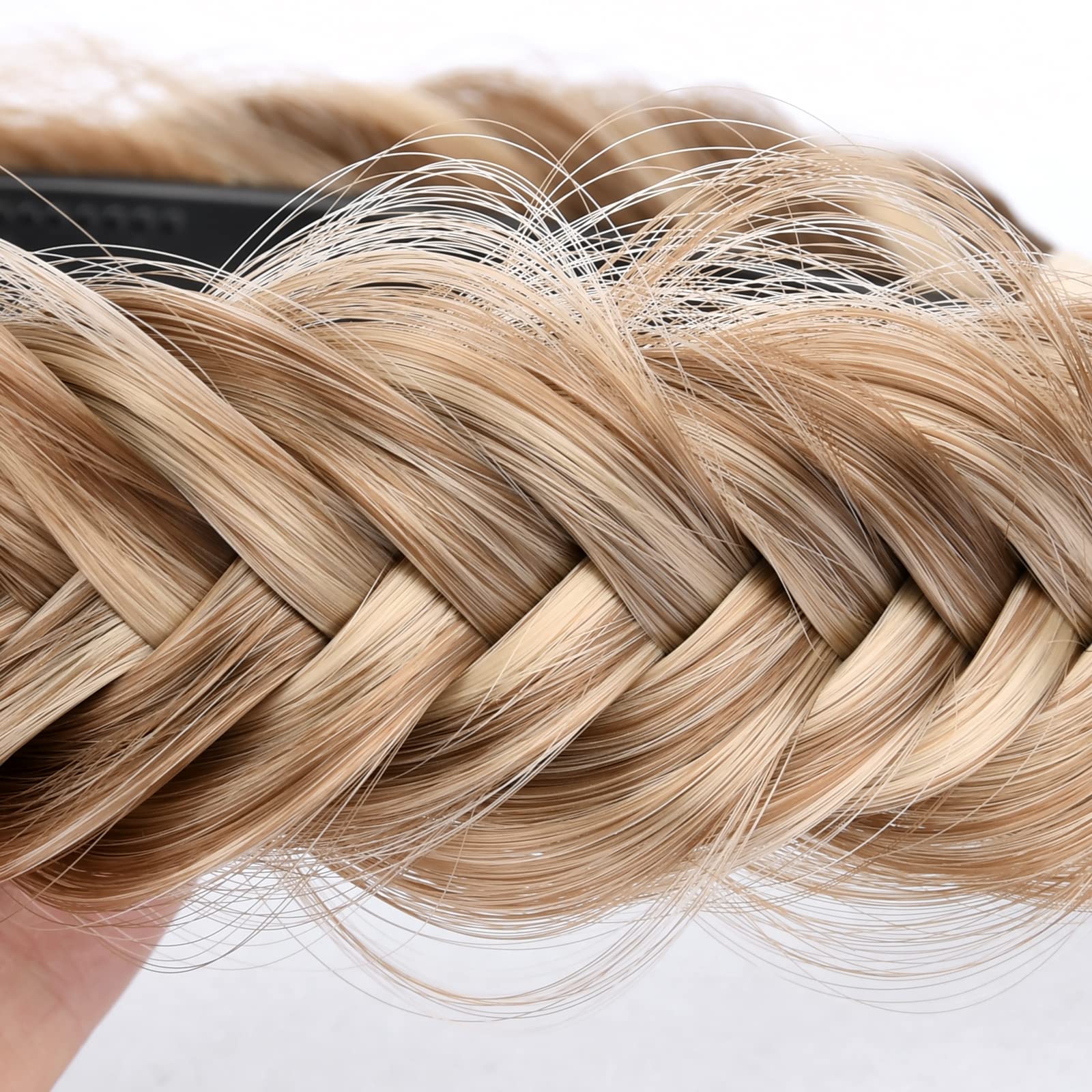 Gledola Braided Headband With Teeth Braids Hairband With Tooth Synthetic Hair Band Plaited Hairband For Women (Fishtail-Highligh