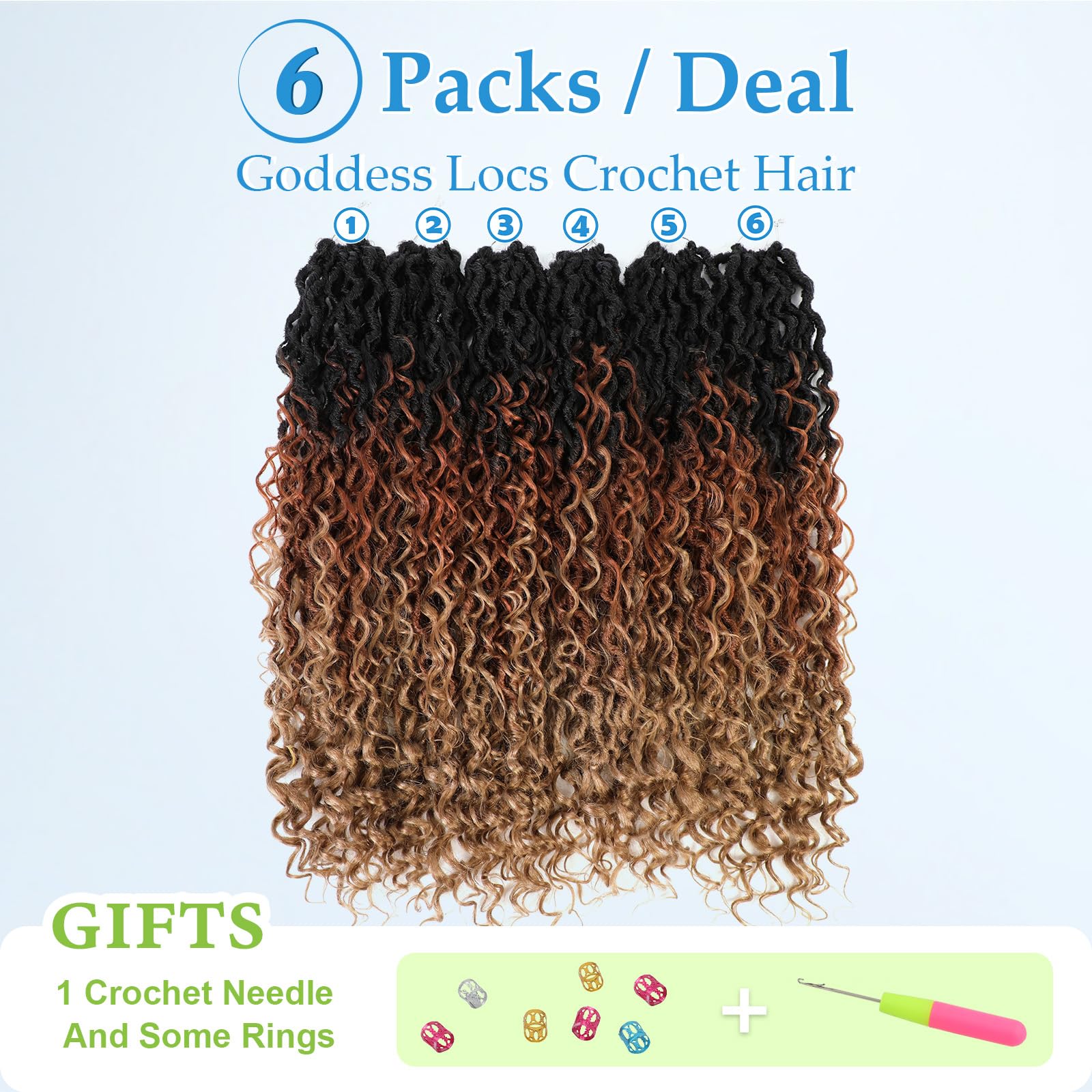 Forevery Goddess Locs Crochet Hair 22 Inch Faux Locs Crochet Hair 6 Packs Pre-Looped Crochet Hair For Black Women Boho Locs With