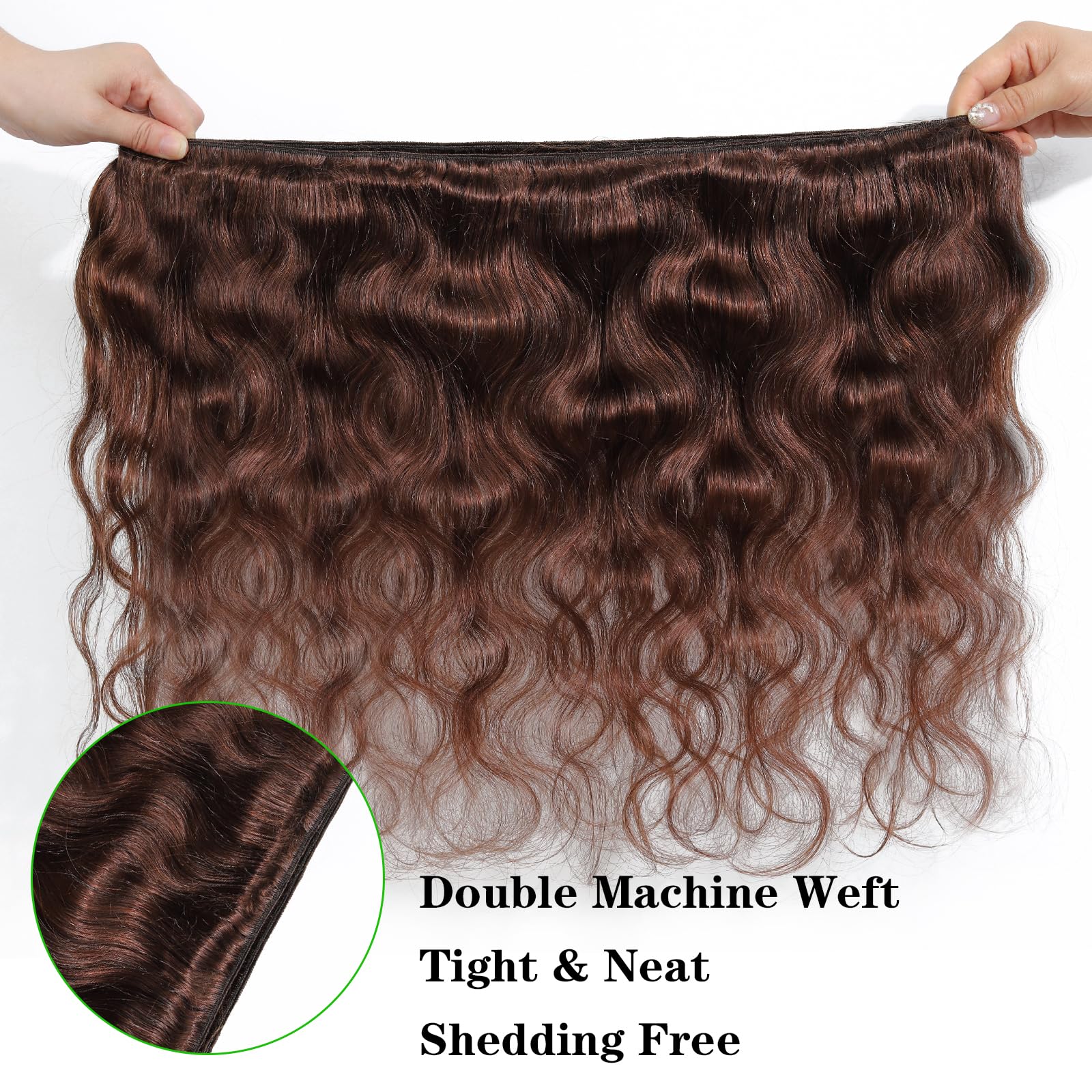 Kapelli Hair 10A Human Hair Bundles Chocolate Brown Brazilian Virgin Hair Body Wave (#4,24 26 28) Brazilian Human Hair 100% Unpr