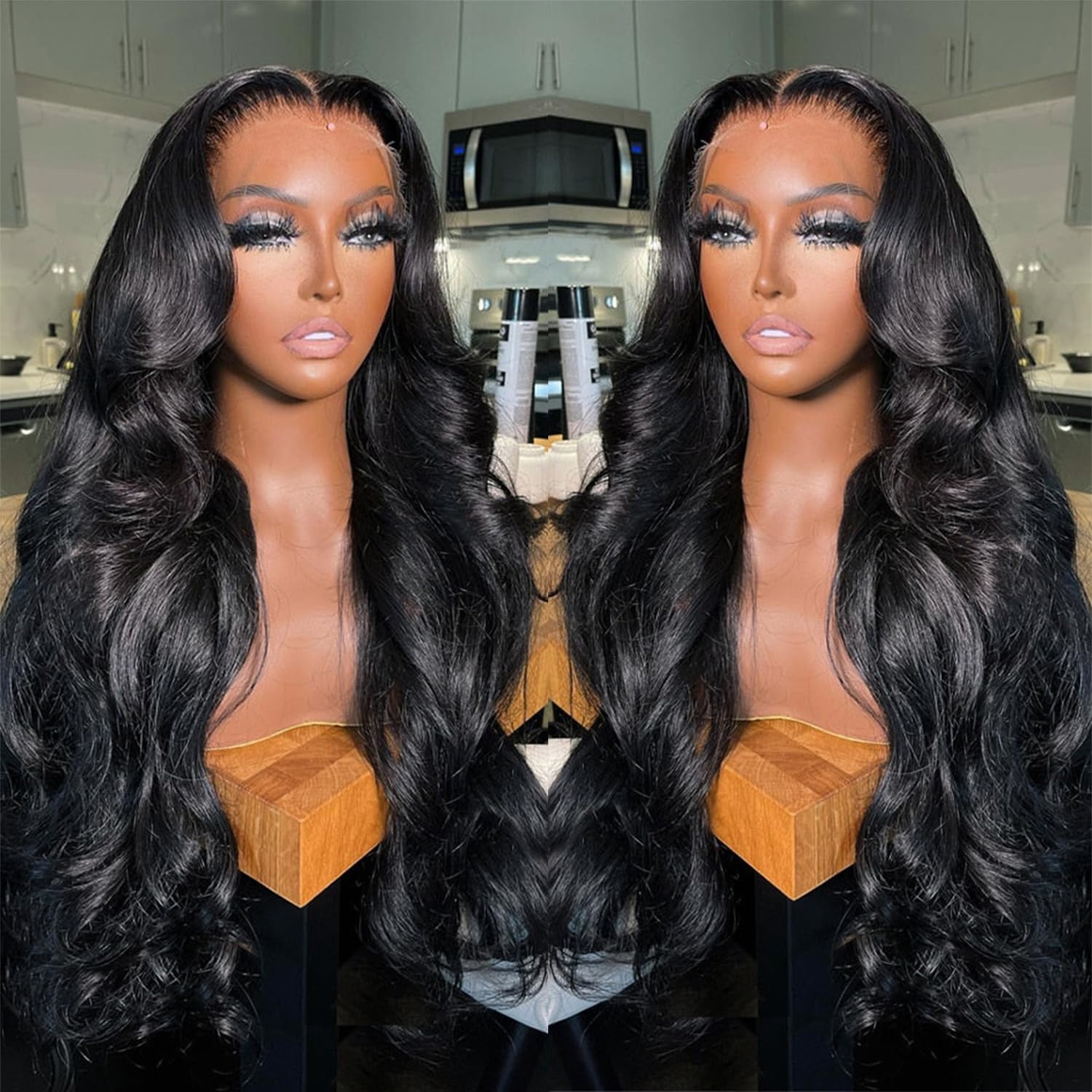 Lemoda 13X4 Full Lace Frontal Wig 180 Density Body Wave Lace Front Wigs Human Hair Transparent Lace Pre Plucked 12A Brazilian Vi