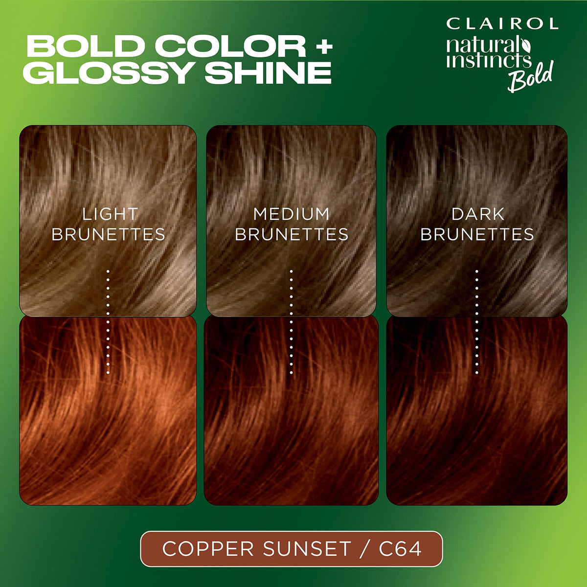 Clairol Natural Instincts Bold Permanent Hair Dye, C64 Copper Sunset H ...