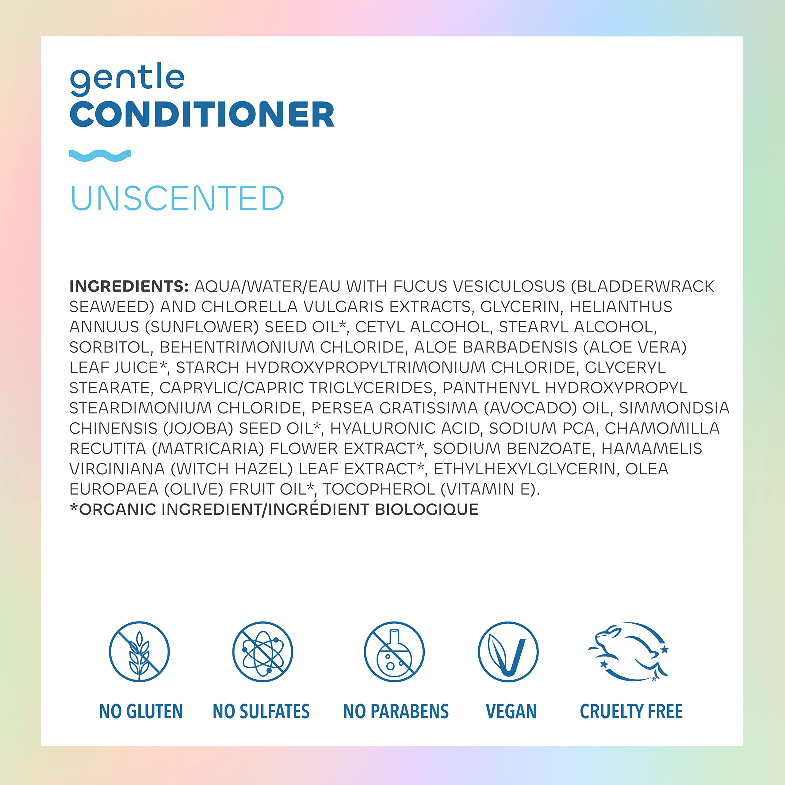 Seaweed Bath Co. Gentle Conditioner, Unscented, 12 Ounce, Sustainably Harvested Seaweed, Aloe, Argan Oil, For Sensitive Scalps