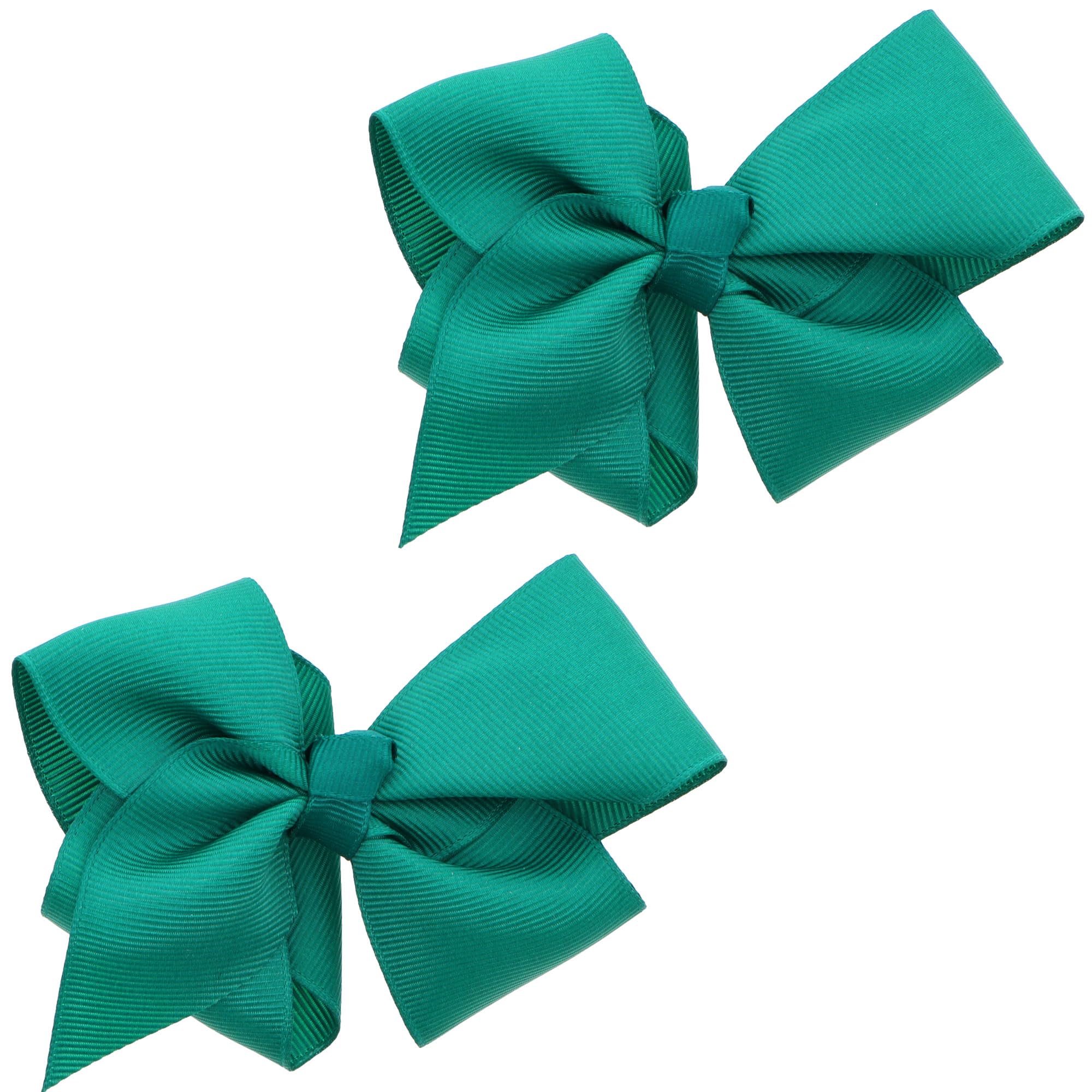 3 Inch Grosgrain Bow for Little Girls- Set of 2 (Teal Green)