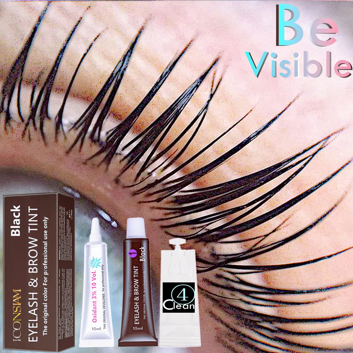 Black Lash Tint Kit, Keratin Black Eyelash Dye and Eyebrow Tint, 6 Week Voluminous Brow Tint, Tinting Look For Lash Perm/Lift/La