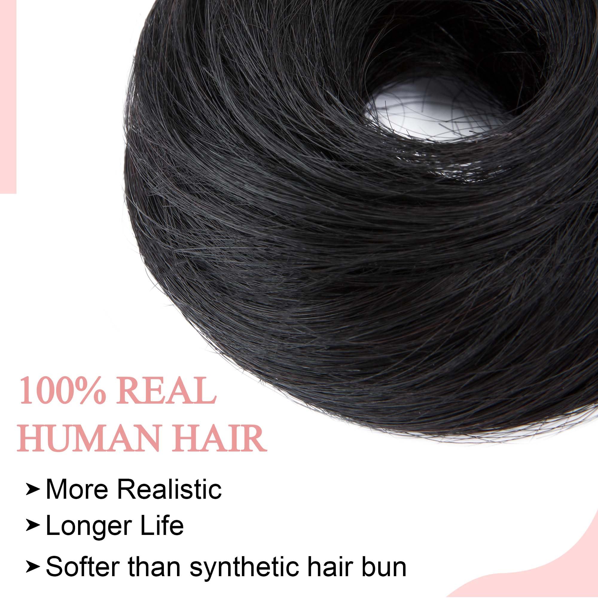 SEGO Human Hair Messy Bun Hairpieces Real Scrunchies Natural Wavy Smoothed Updo Donut Chignon Ponytail Extensions for Women Girl