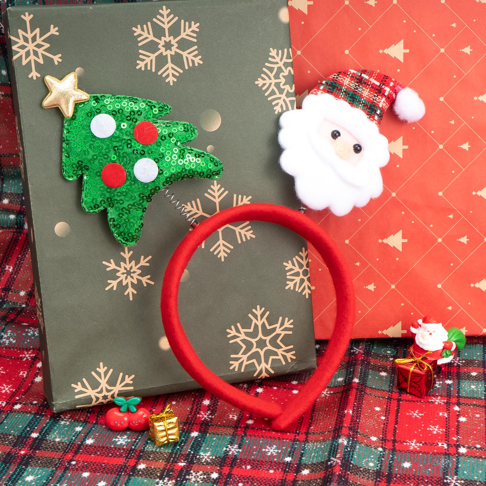 Blaaroom Christmas Headbands For Women Girls Glitter Christmas Tree Headband Santa Claus Head Band Christmas Headwear Decoration