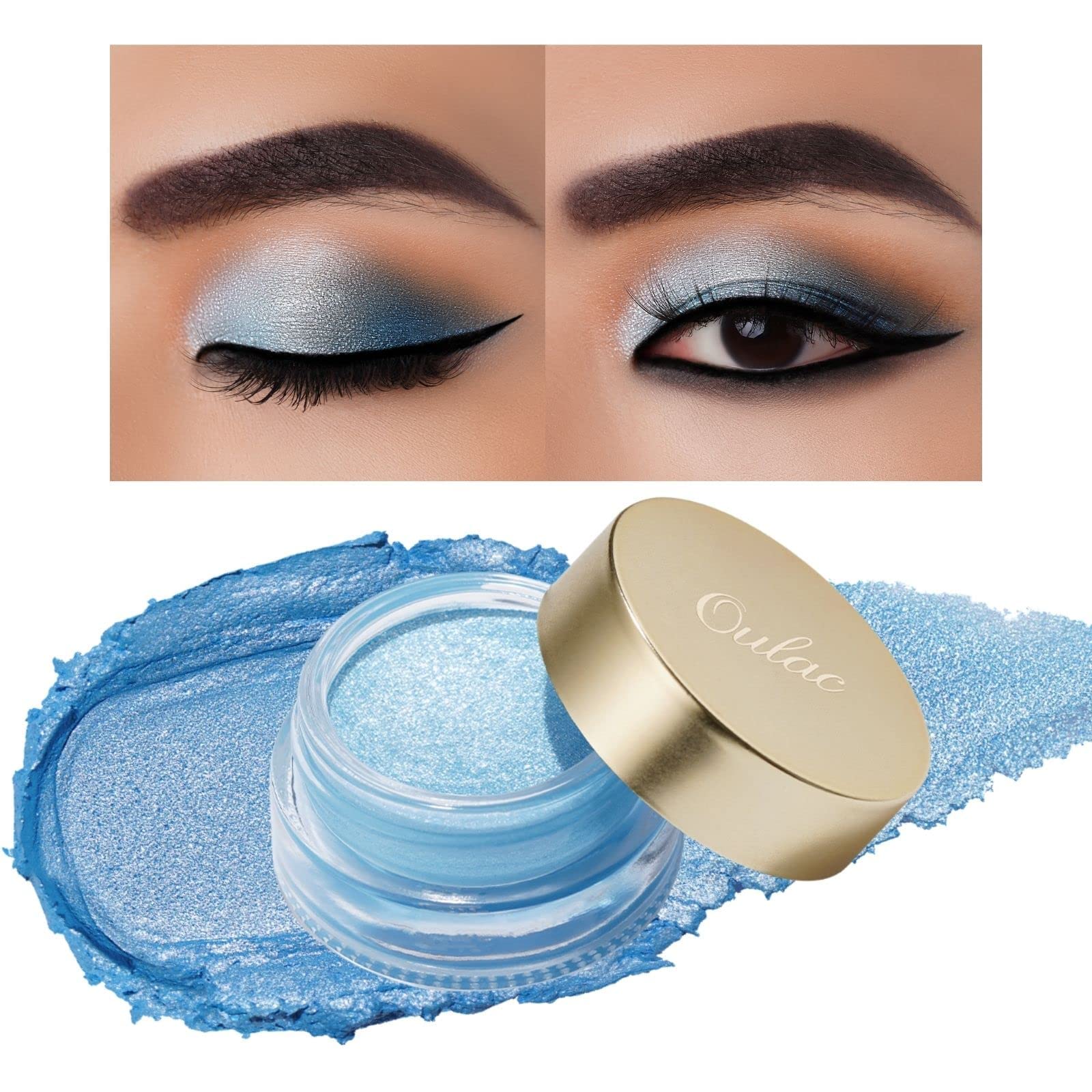 Oulac Blue Cream Eyeshadow Also For Highlighter Large Capacity Highly Pigmented Eye Shadow Waterproof &Long Lasting With Moistur