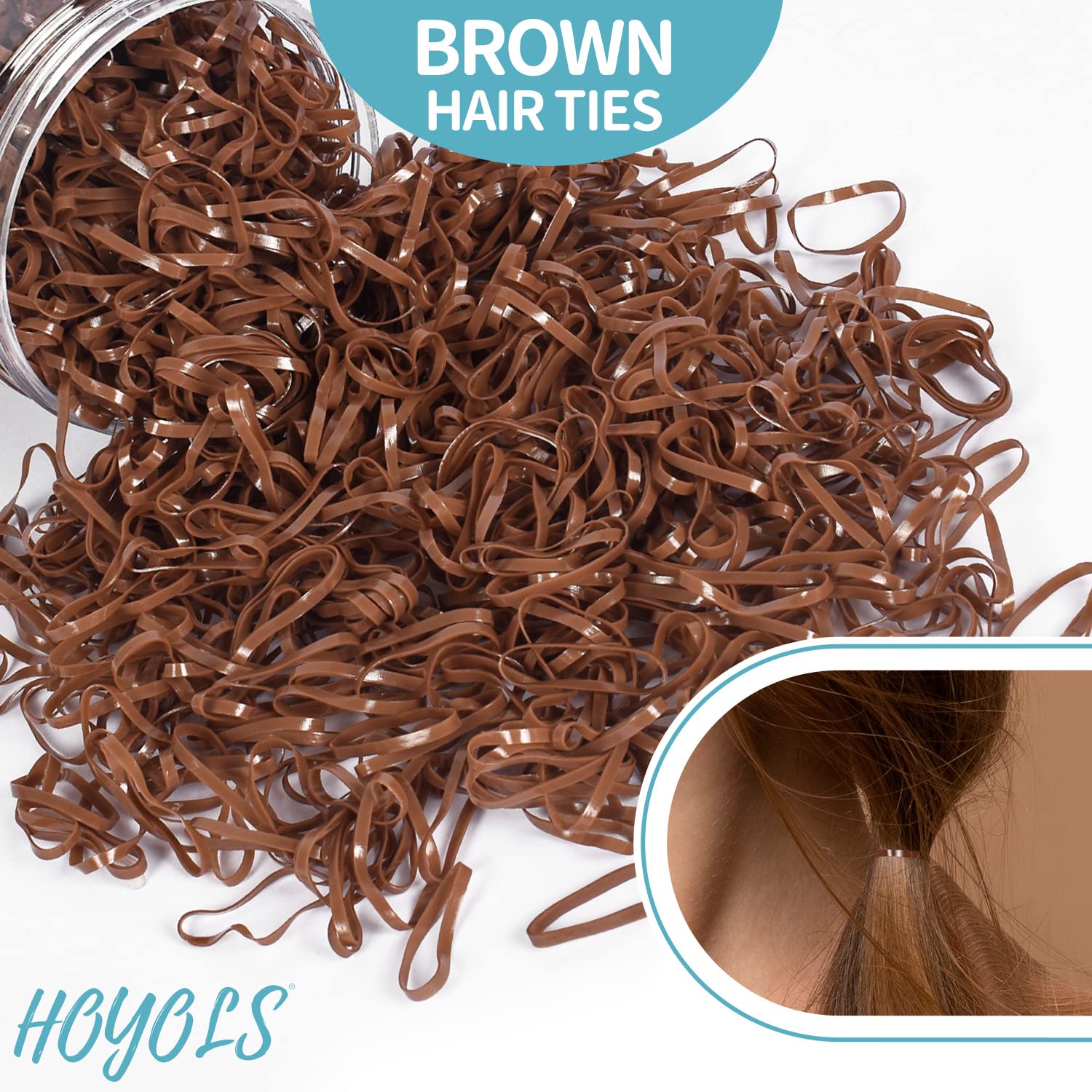 HOYOLS Brown Hair Ties Elastic Bands Small Rubber Bands for Girls Womens Hair No Damage Mini Stretchy Ponytail Holders Tiny Hair