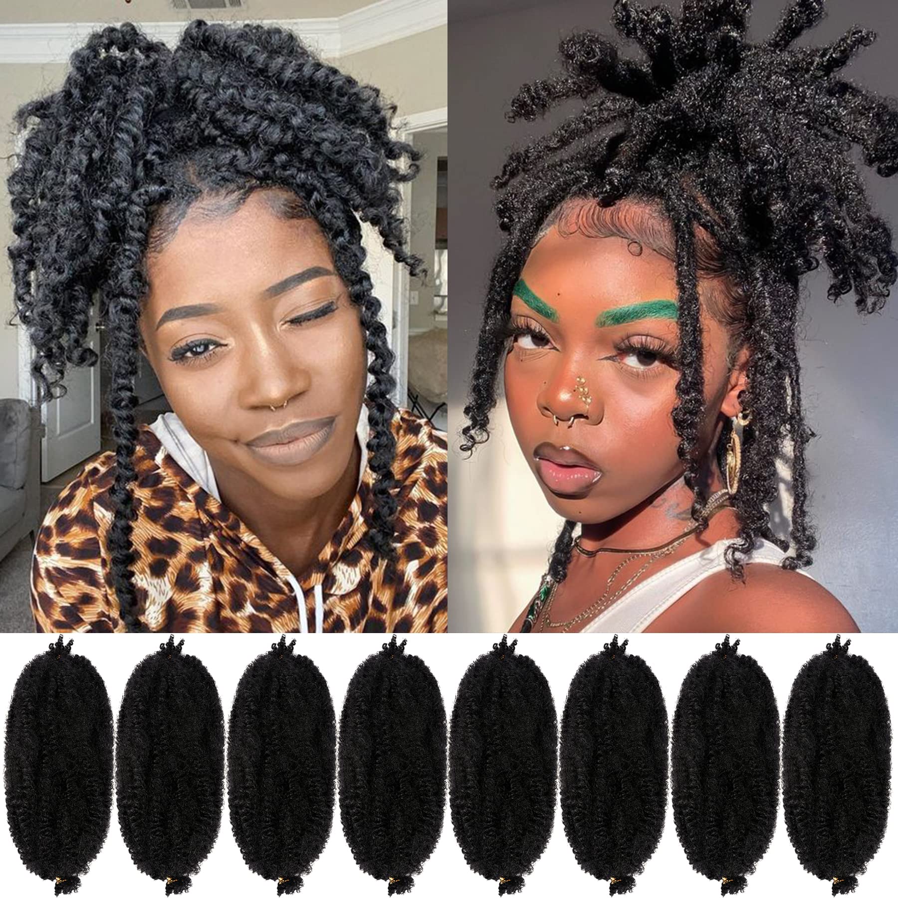 Marley Hair 12 Inch Pre Separated Springy Afro Twist Hair 8 Packs Marley Twist Braiding Hair for Faux Locs Crochet Hair Syntheti