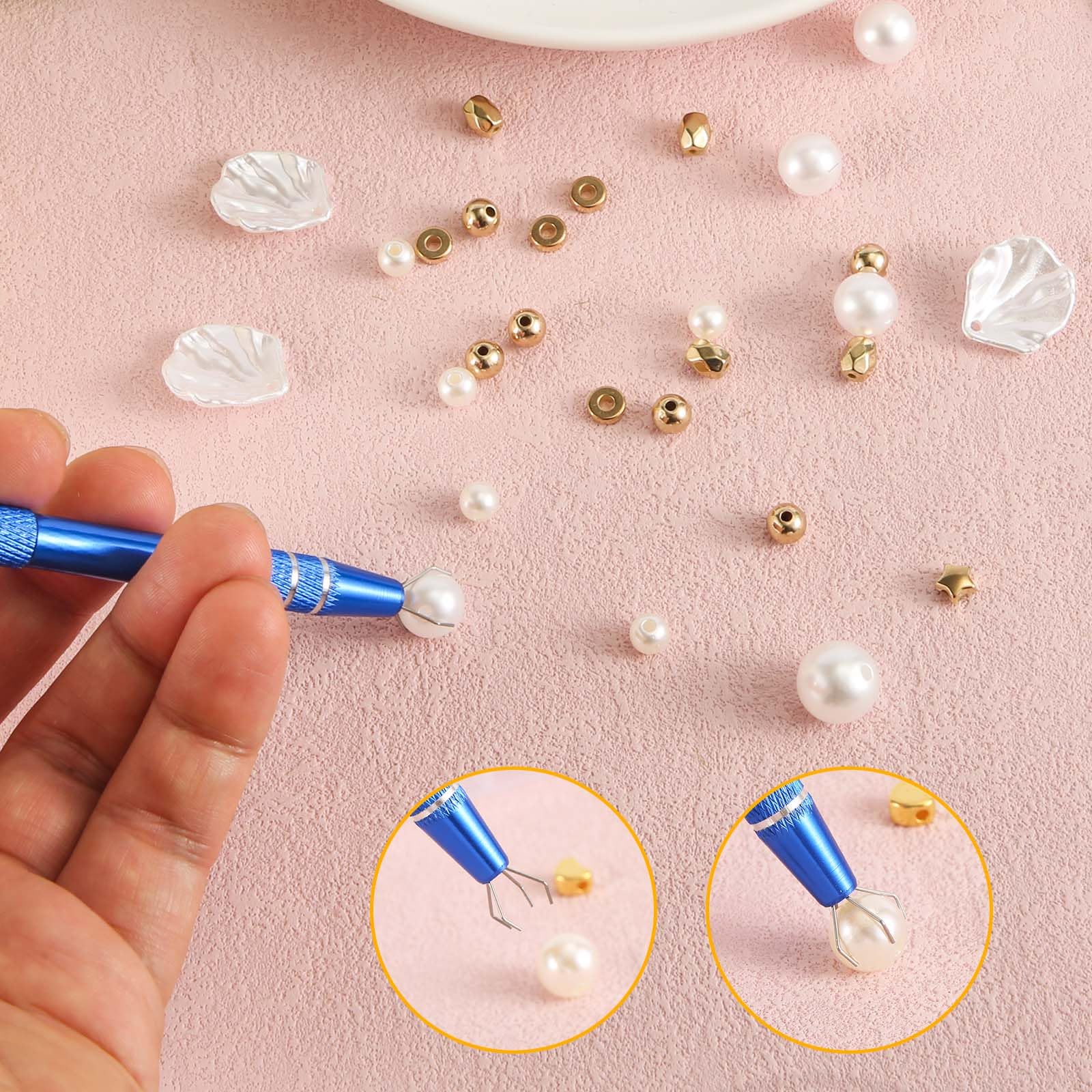 4Pcs 4-Claw Jewelry Pick Up Tool, Stainless Steel Piercing Ball & Jewelry Grabber Ic Chip Pickup Tool Diamond Tweezers Prong Hol