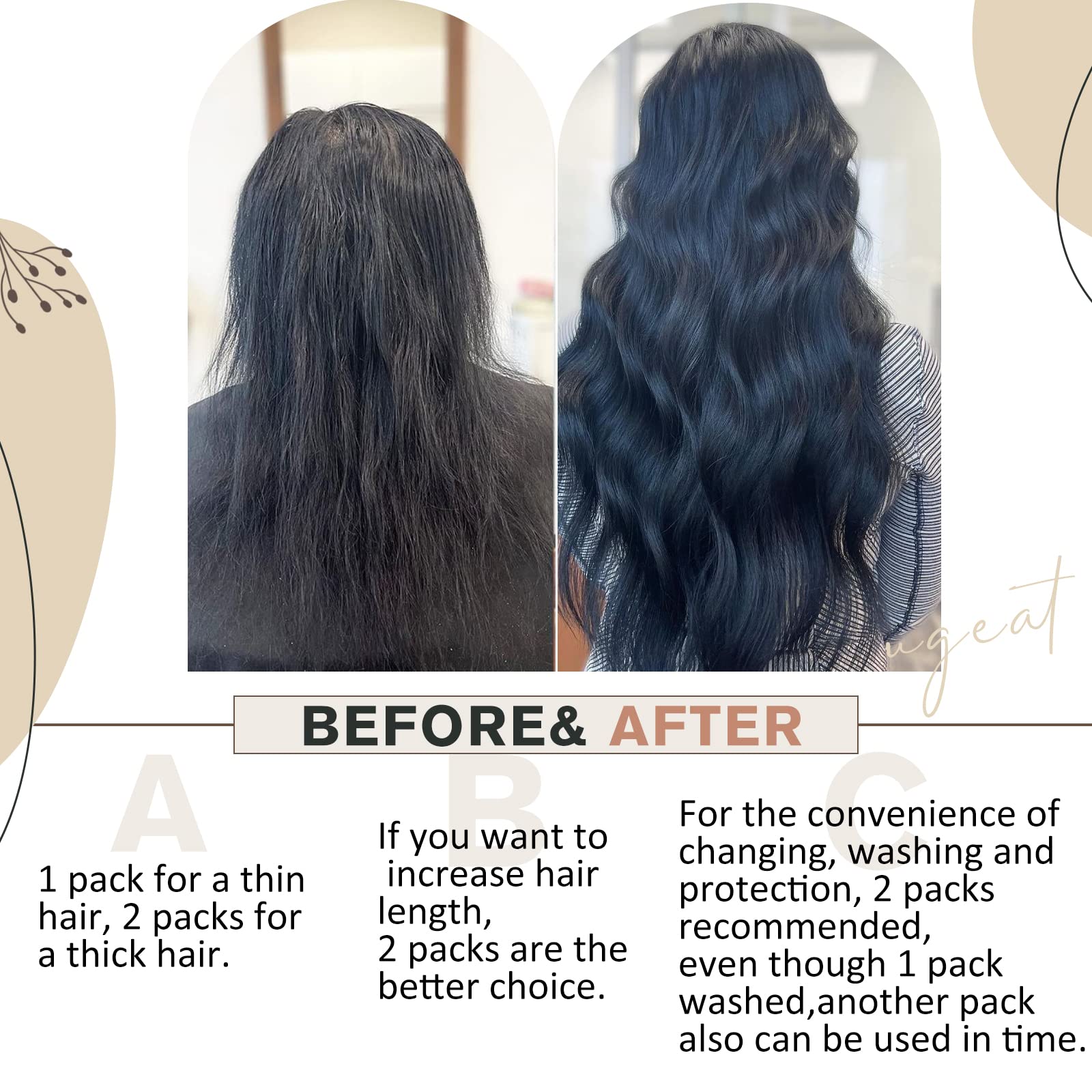 Ugeat 16 Inch Clip In Extensions Human Hair #2 Darkest Brown Clip In Hair Extensions Real Human Hair Double Weft With Lace Clip