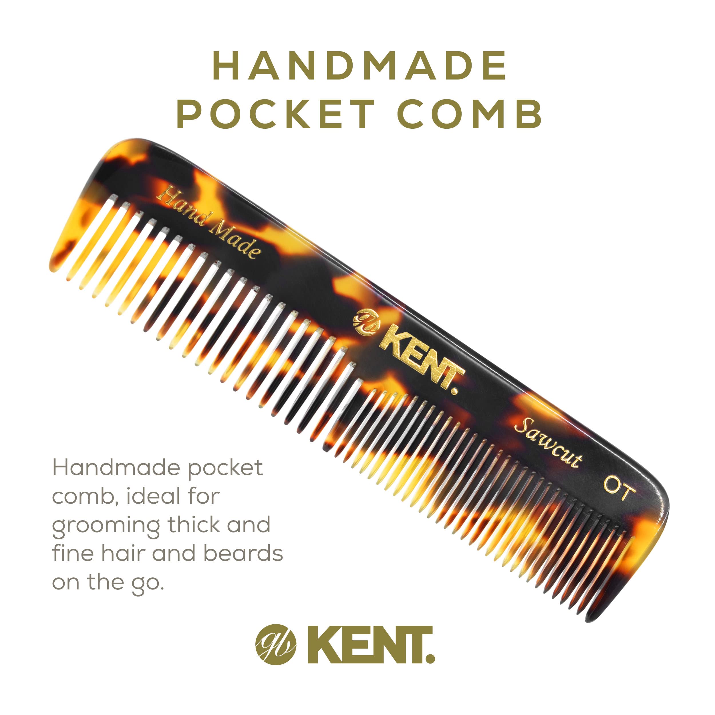 Kent Ot Ty 4.5'' Fine Tooth Comb And Wide Tooth Comb Pocket Comb - Handmade Hair Comb For Men For Hair Combs, Beard Comb And Mus