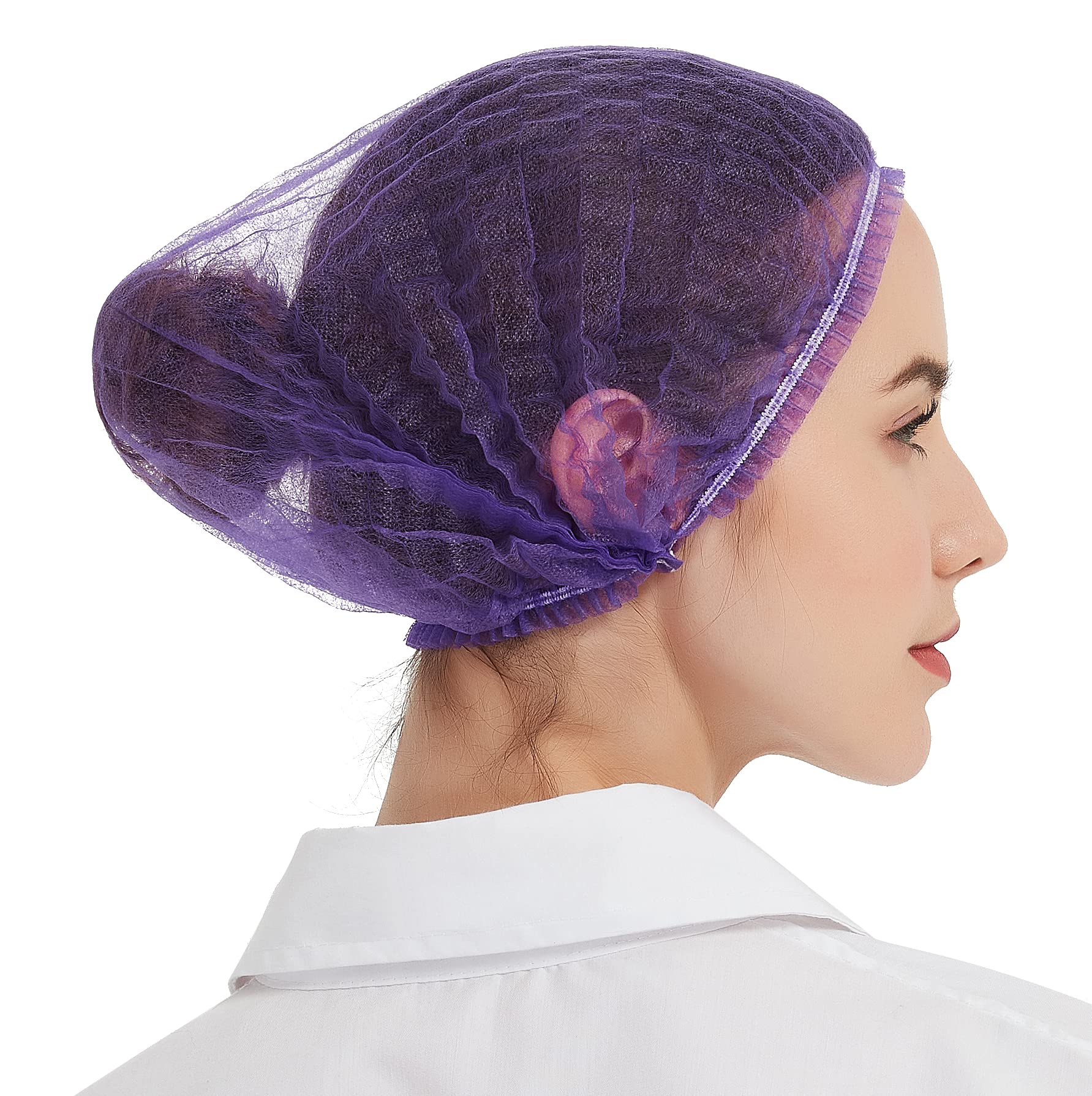Protectx Disposable Bouffant (Hair Net) Caps Hair Head Cover Nets 21    (Purple 100 Pack)