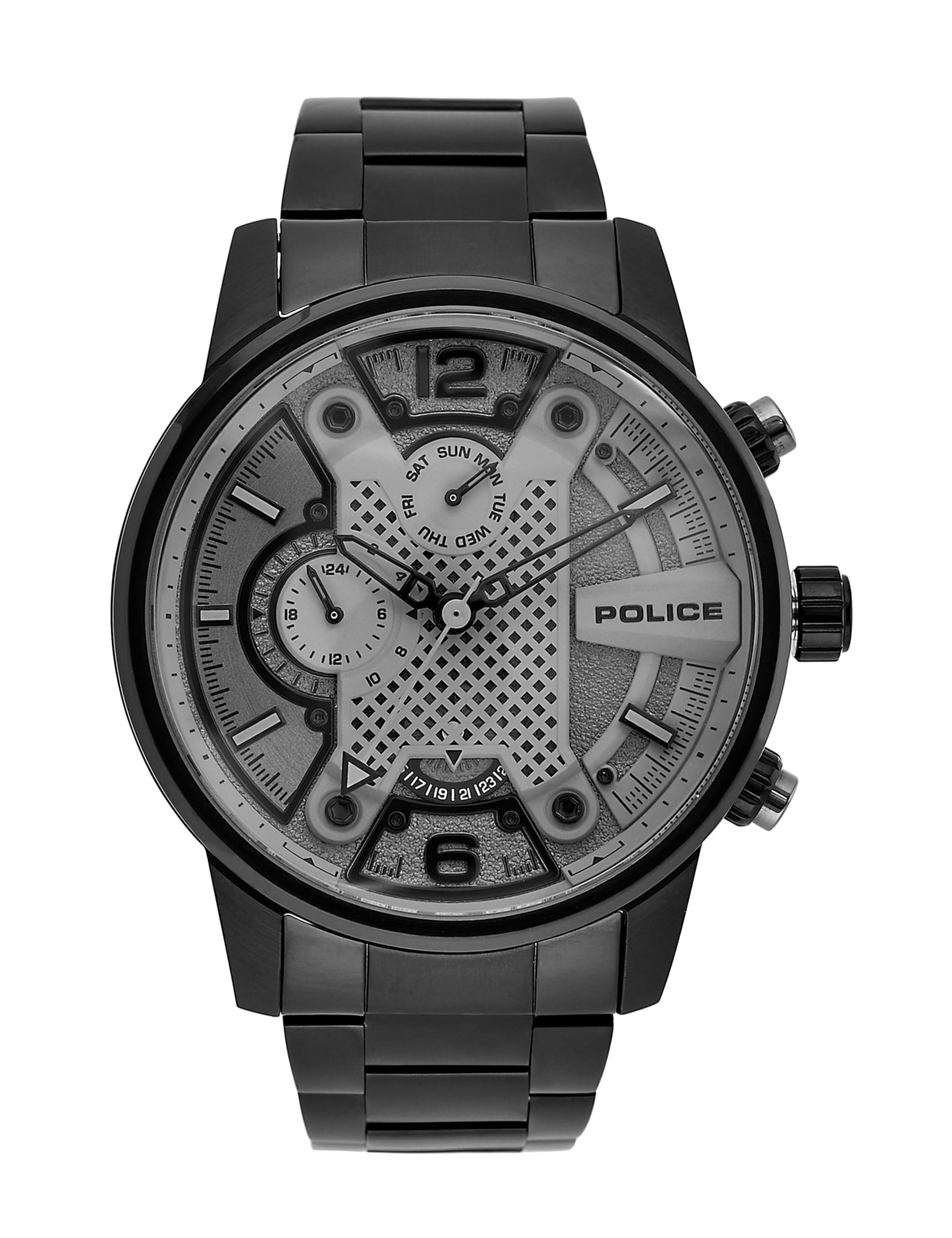 Police Quartz Multifunction Black Dial Stainless Steel Strap Watch For MenPlpewjk2203304W