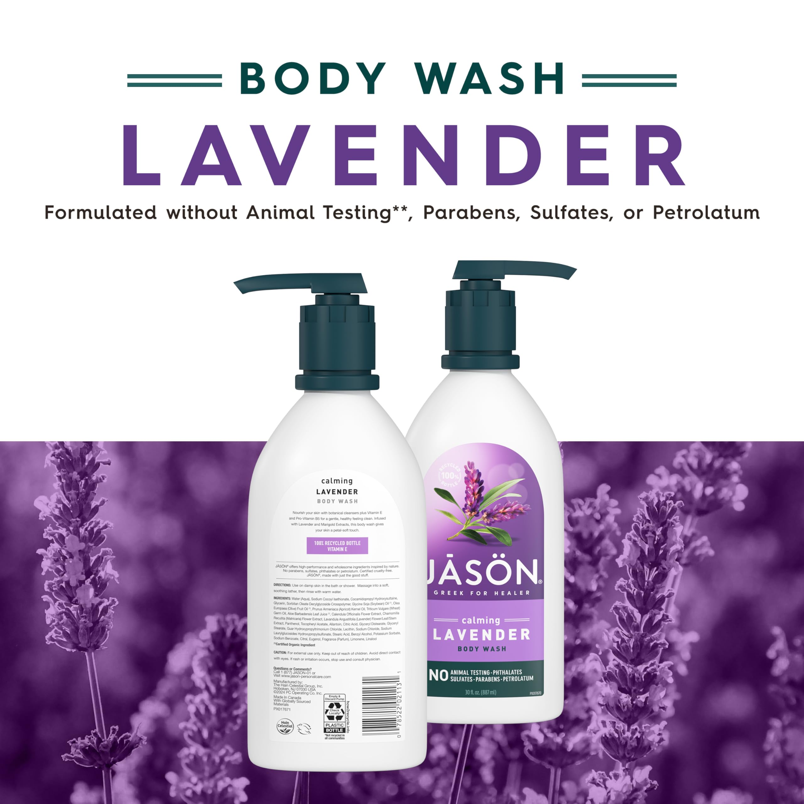 Jason Natural Body Wash & Shower Gel, Calming Lavender, 30 Oz
