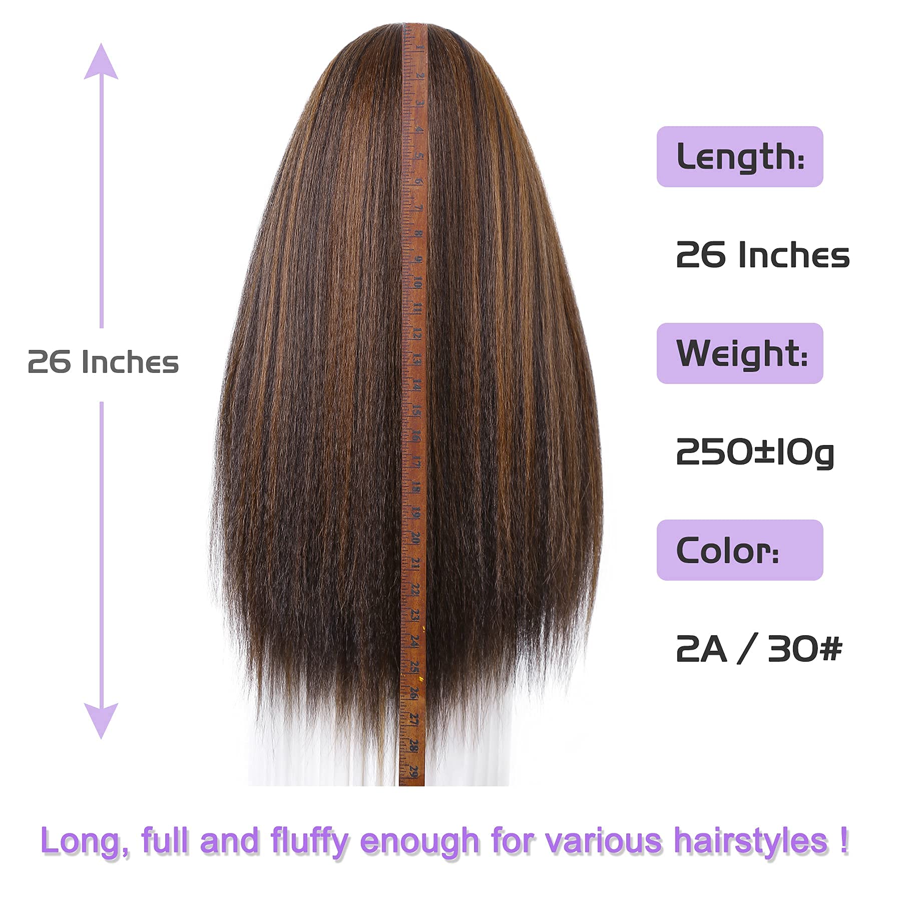 Wignee 26 Inches Kinky Straight Headband Wig For Women Yaki Straight Wigs With Black Headband Kinky Afro Wigs For Black Women(Br