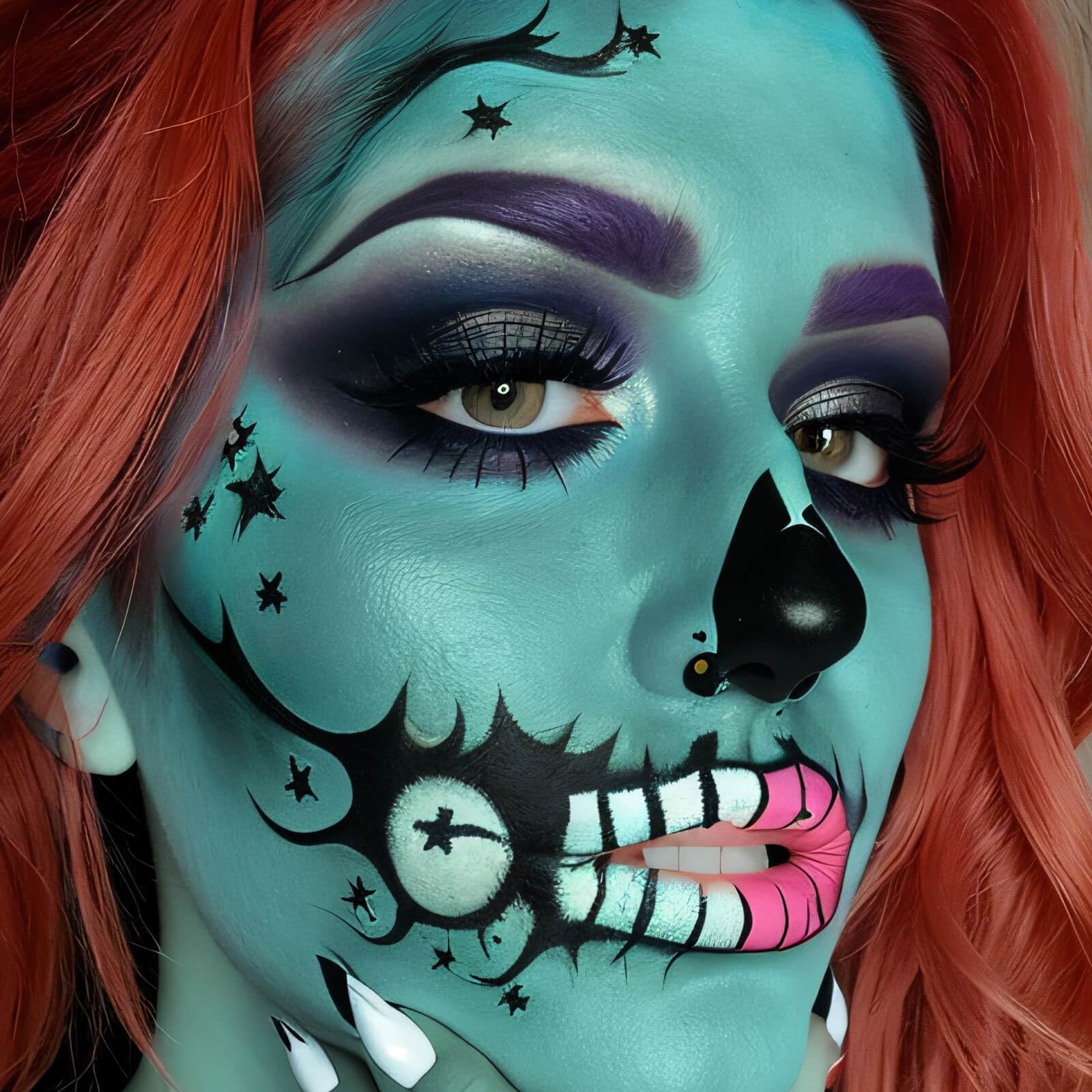 Meicoly Teal Face Body Paint Stick(1.06 Oz),Cream Blendable Full Body Paint Stick,Peacock Face Paint,Sweatproof Waterproof Face