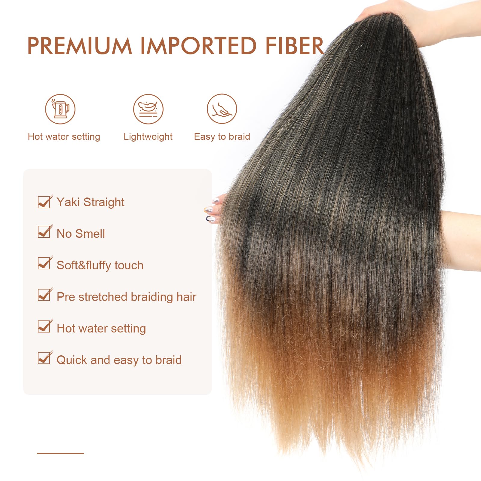 Difunee Pre-Stretched Braiding Hair - 16 Inch 8 Packs Ombre Blonde Short Braiding Hair For Twist Or Box Braids, Yaki Texture Hot