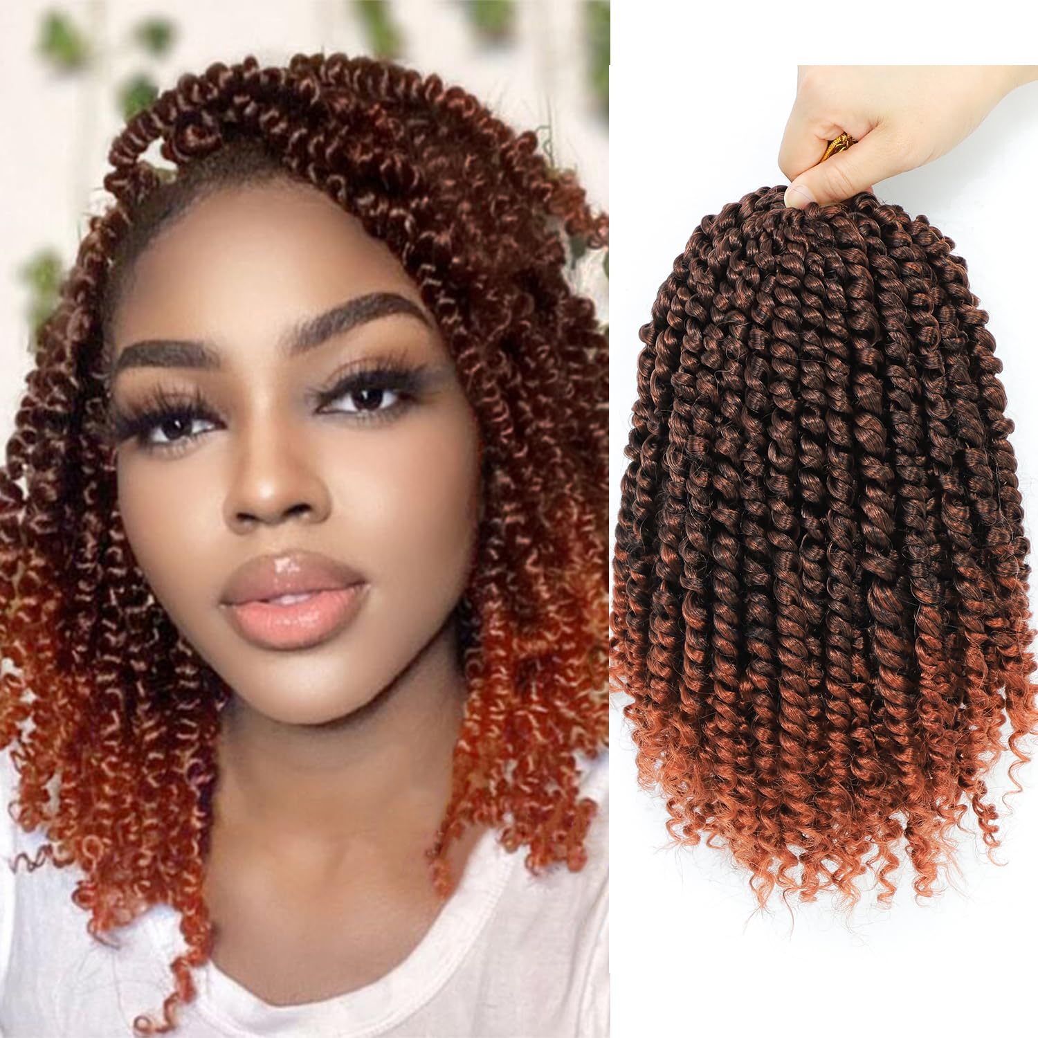 Passion Twist Crochet Hair 12Inch, pre looped Passion Twist Hair 8 Packs Short Passion Twist Crochet Hair for Black Women T350
