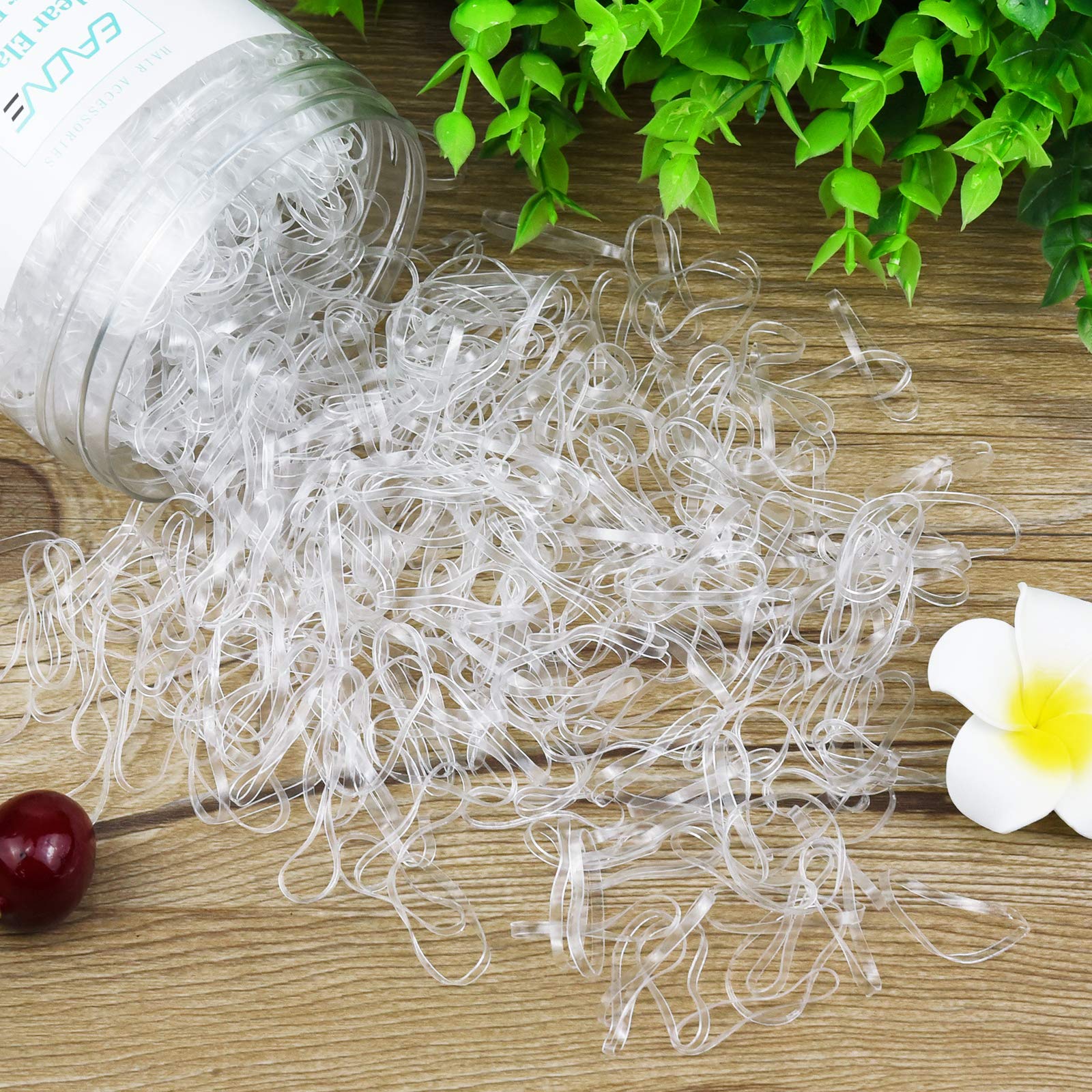 Eaone 2500Pcs Clear Elastics Hair Bands, Stretchy Mini Rubber Bands For Hair, No Damage Kids Baby Hair Ties Tiny Ponytail Holder