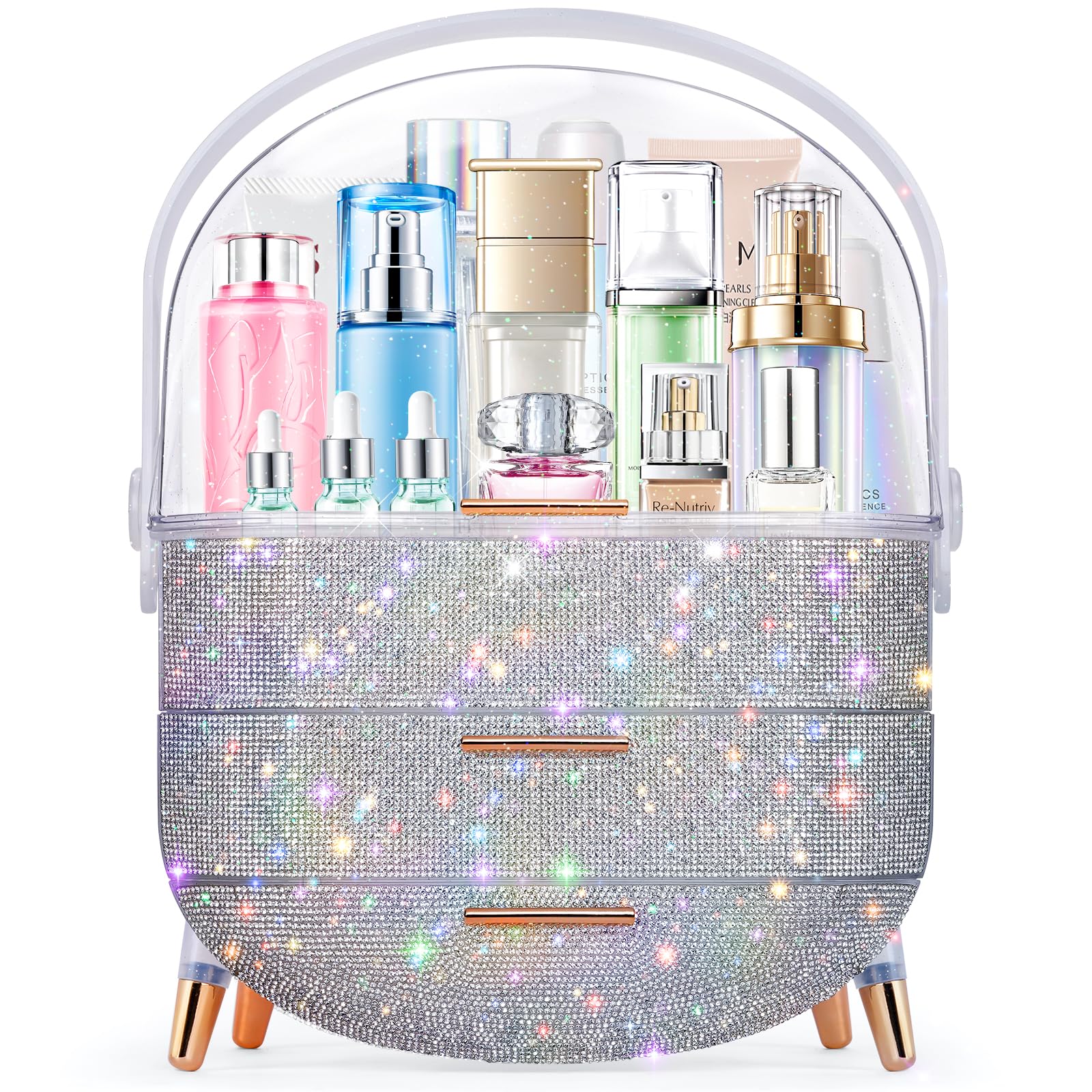 Ptesly Teen Girls Gift Makeup Organizer, Skincare & Jewelry Storage, Cosmetics Display Case, Makeup Holder, Bathroom Organizer (