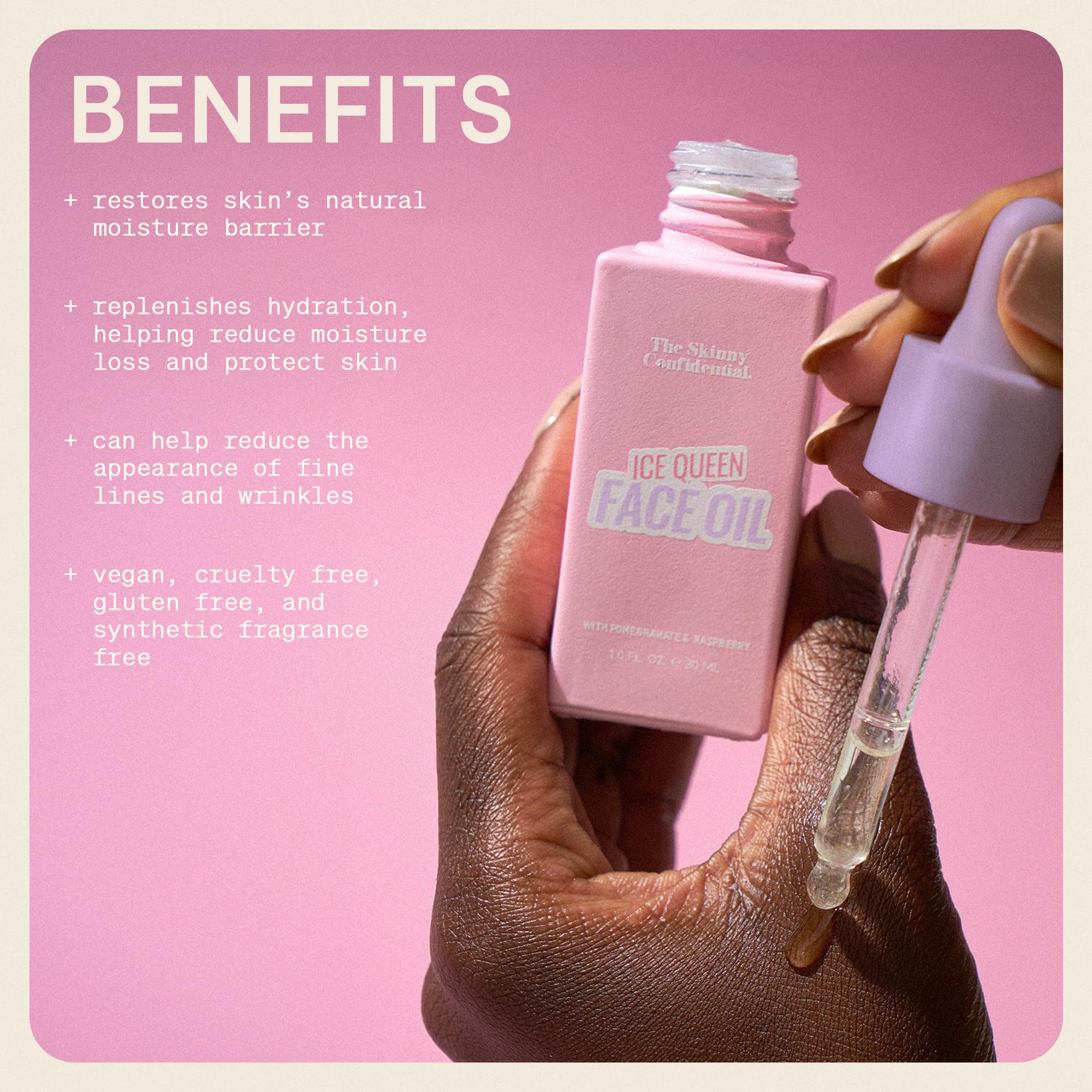The Skinny Confidential Depuffing Face Oil - Lightweight Multi-Purpose Facial Moisturizer For Healthy Glowing Skin - Hydrates &