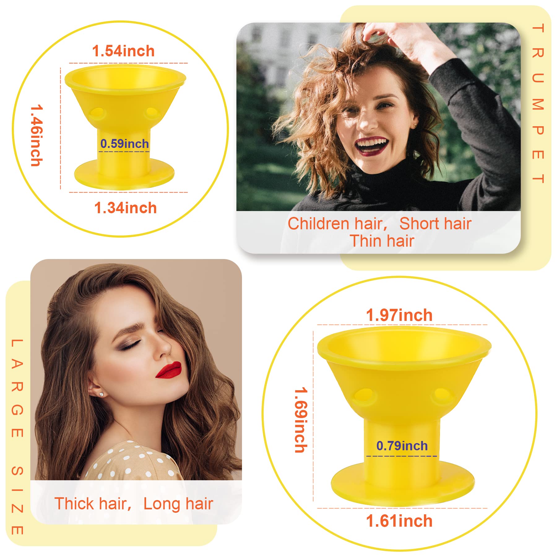 Janyun 40 Pcs Yellow Silicone Hair Rollers (Including 20Pcs Large & 20Pcs Small Heatless Hair Curlers)