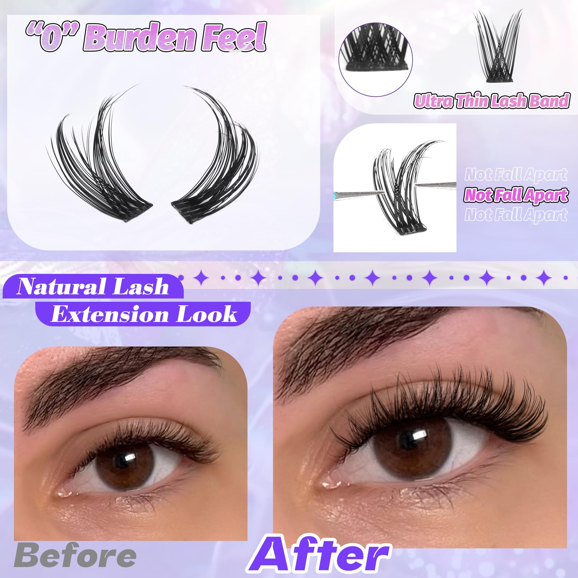 Lash Clusters Natural Wispy Cluster Eyelash Extensions Diy Individual Lashes D Curl Lash Extension Waterproof Cluster Lashes 224