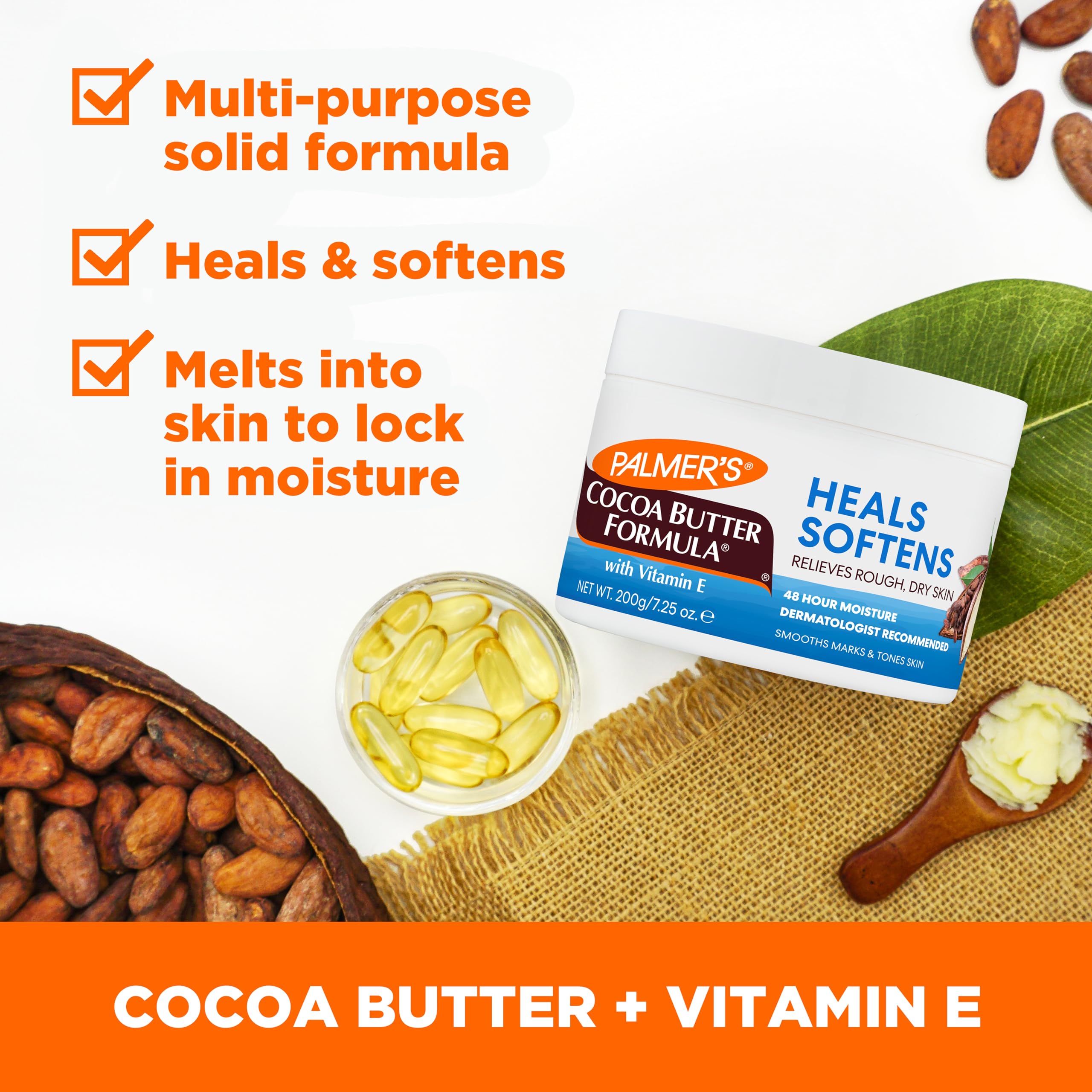 Palmer's Cocoa Butter Formula Daily Skin Therapy Solid Lotion with Vitamin E, Body Moisturizer for Extremely Dry Skin, Softens a