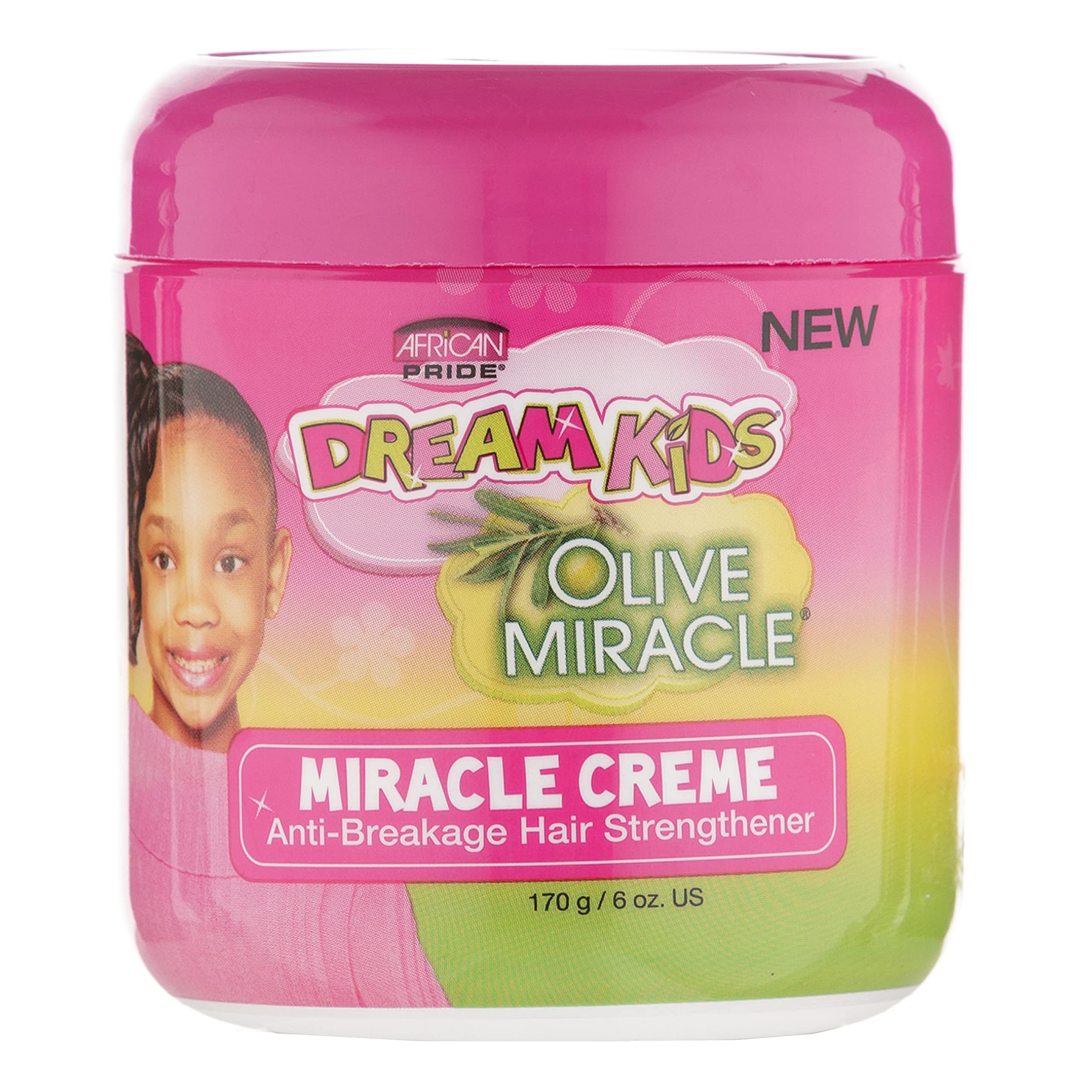 African Pride Dream Kids Olive Miracle Creme Anti-Breakage Hair Strengthener - Helps Strengthen, Condition & Protect Hair, Conta