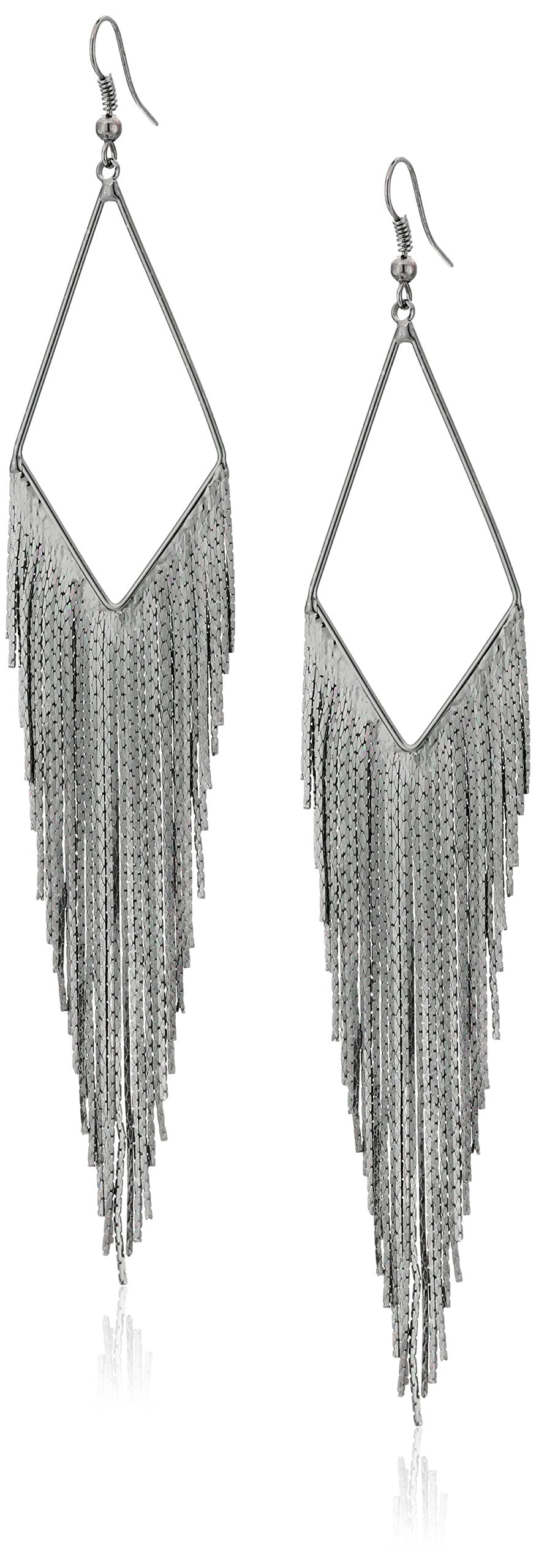 GUESS Basic Hematite Fringe Linear Drop Earrings
