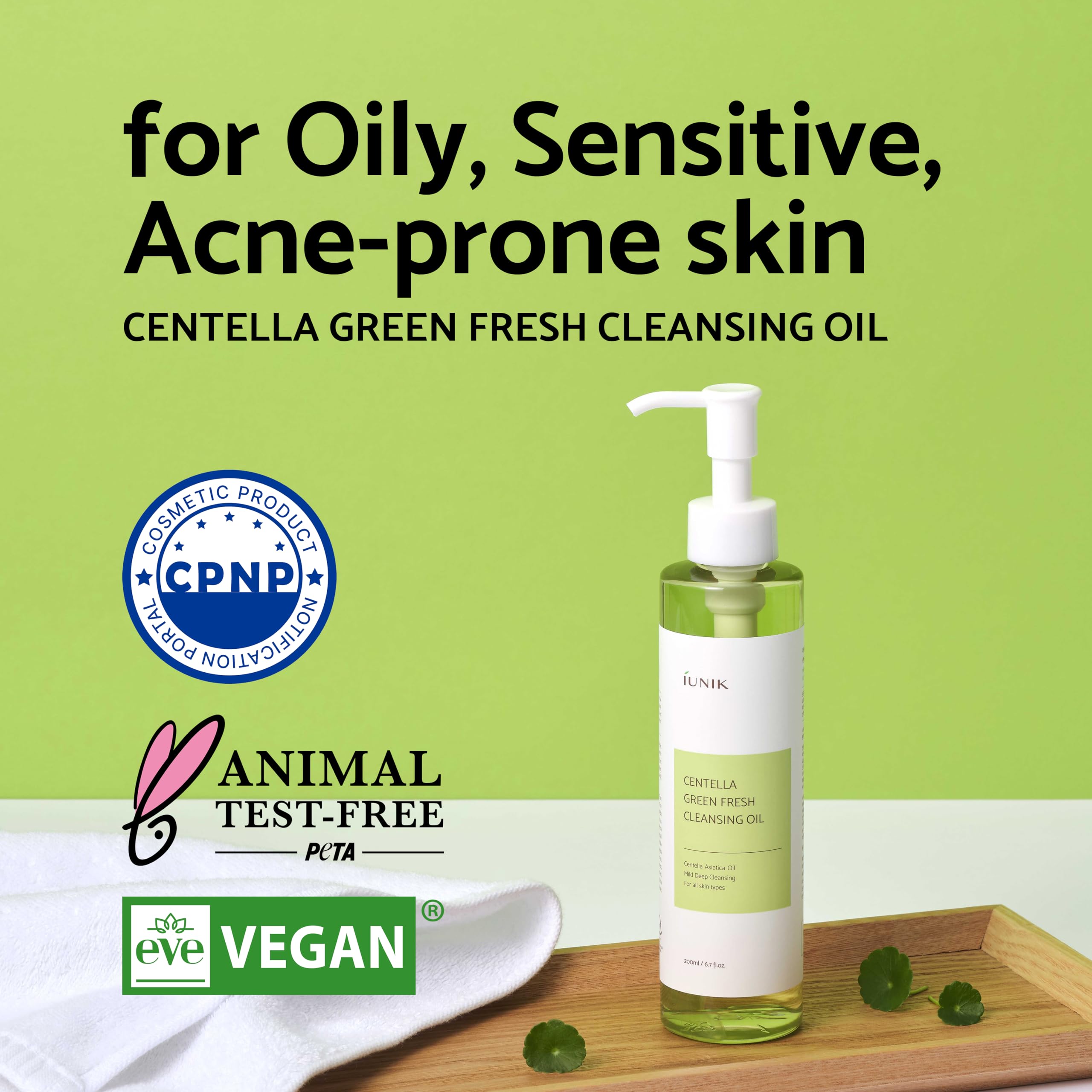 Iunik Centella Asiatica Cleansing Oil - Pore & Sebum Control Oil Cleanser | Makeup & Sunscreen Remover For Women & Men Dry Oily