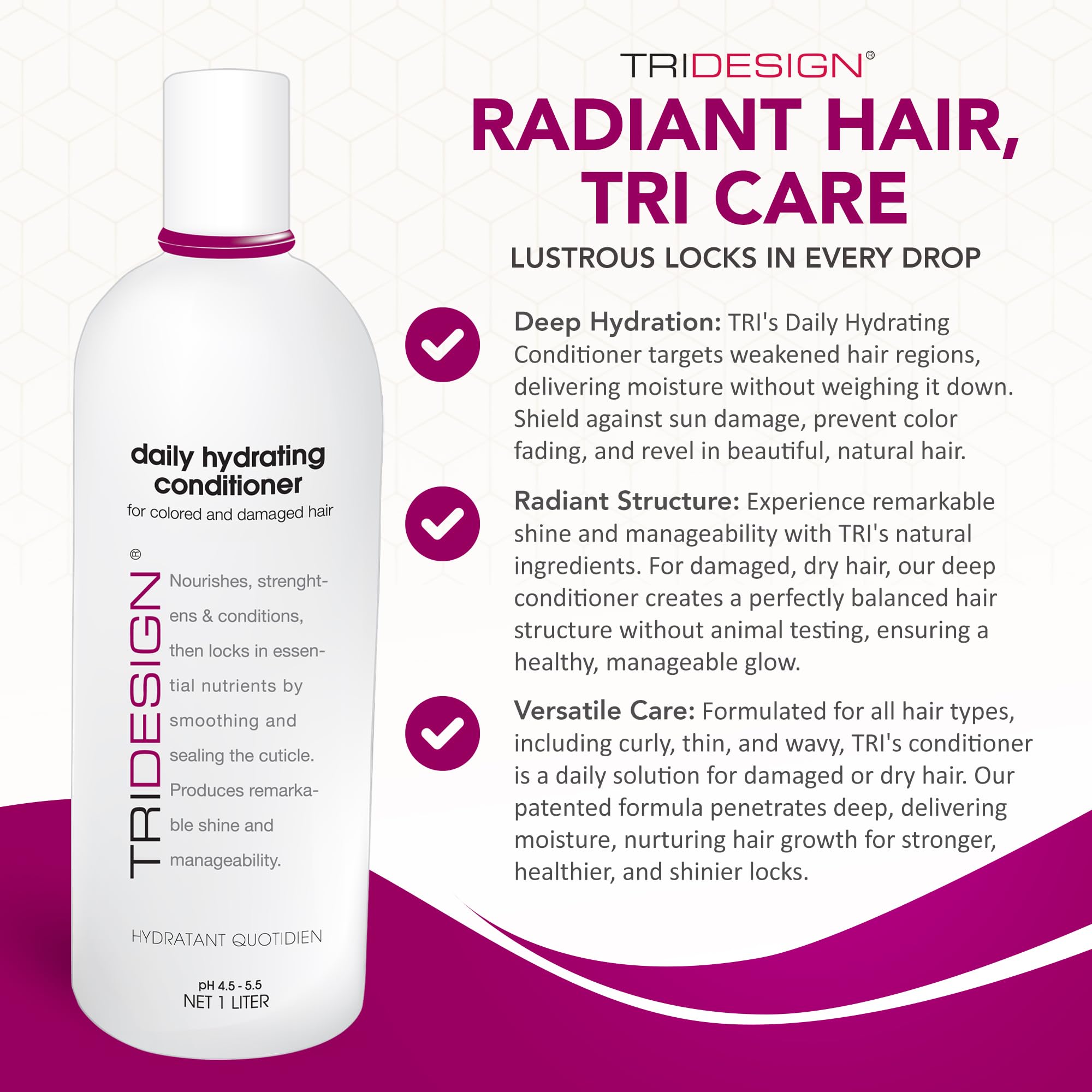 TRI Design Hair Conditioner for Women or Extra Moisturizing Conditioner for Dry Hair, Hair Care Restoration for Colored Hair, Ad