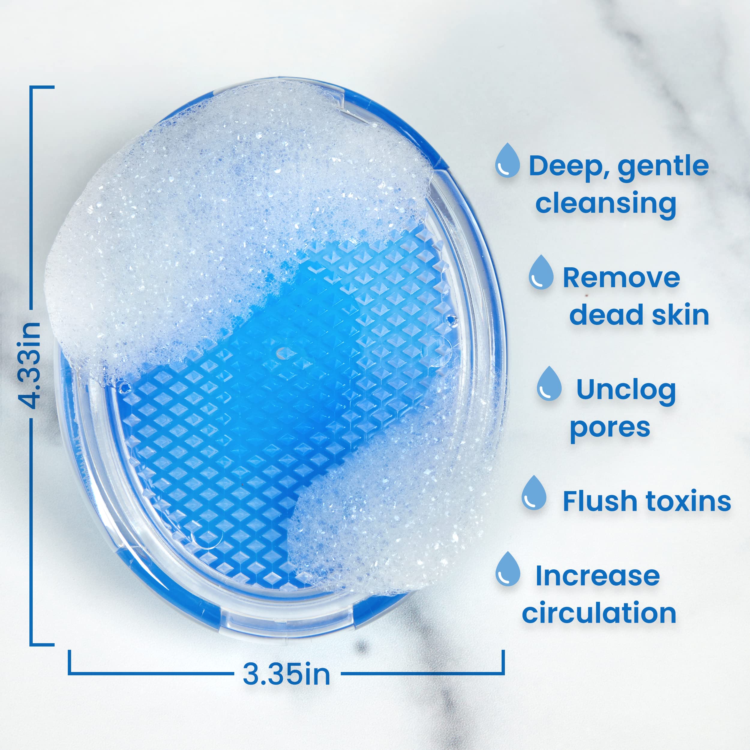 Dylonic Exfoliating Body Scrub Brush - Silicone, 1 Pack for Razor Bumps & Ingrown Hairs, Blue, Model CL-233