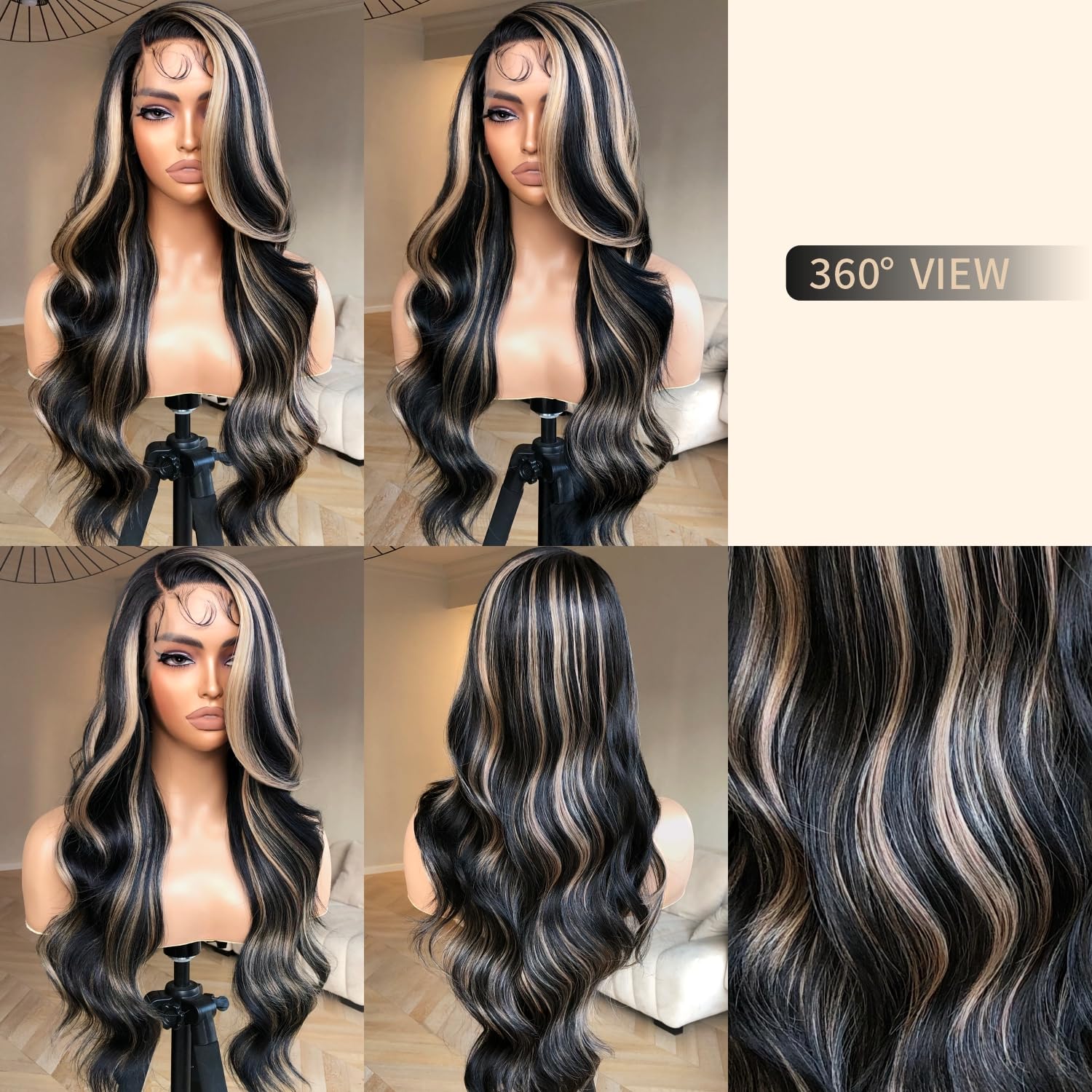 BrownBomb Body Wave Lace Front Wig, Synthetic Lace Front Wig Pre Plucked Glueless Wigs 13X5X1 HD Lace Front Wigs for Women Side