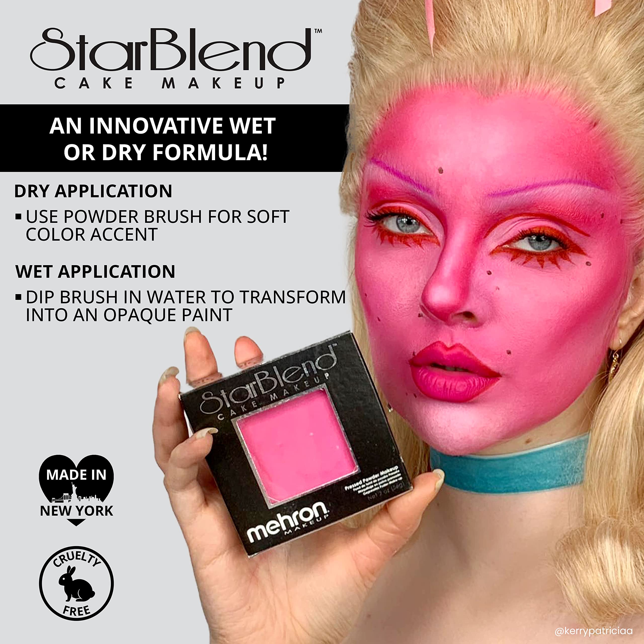Mehron Makeup Starblend Cake Makeup | Wet/Dry Pressed Powder Face Makeup | Powder Foundation | Blue Face Paint & Body Paint 2 Oz