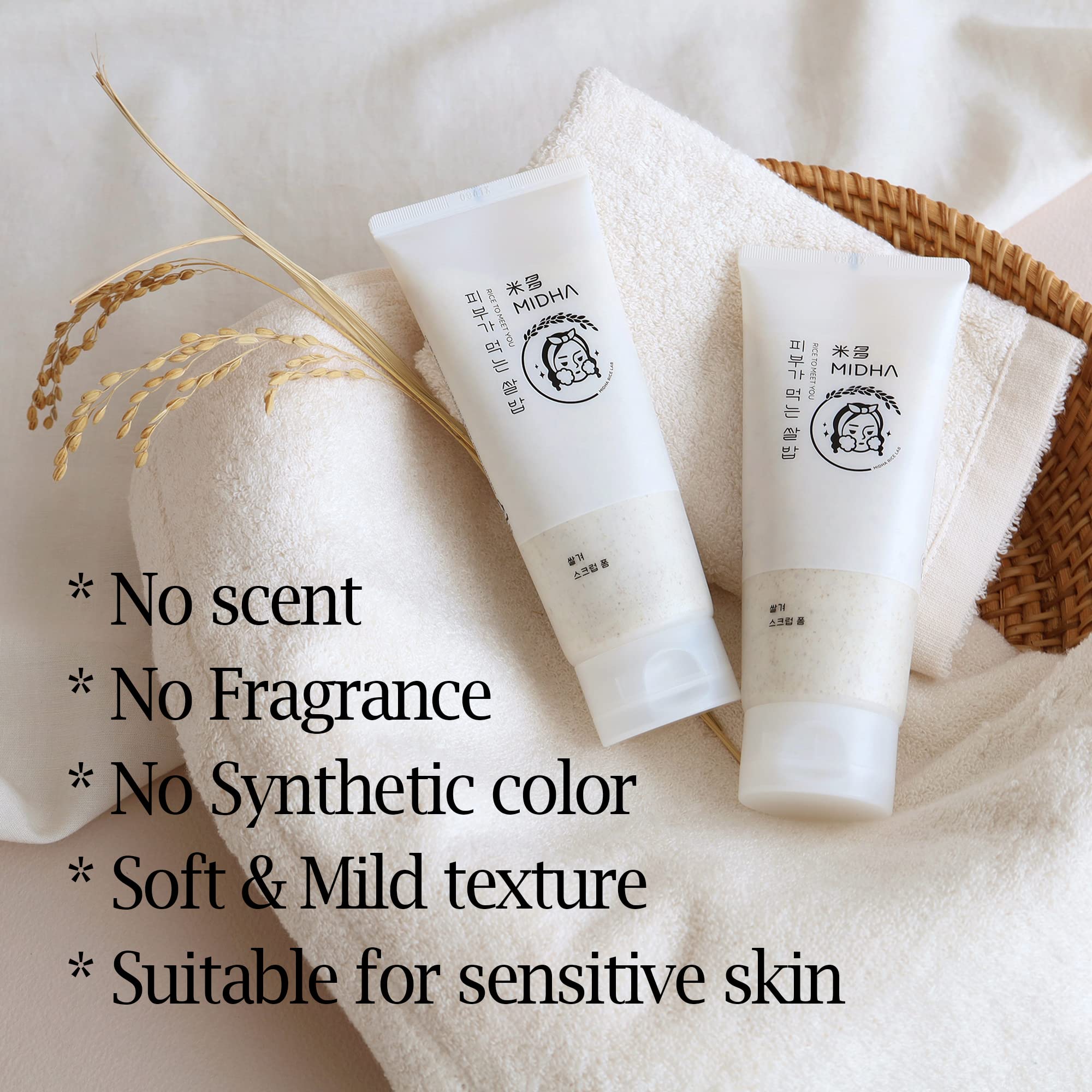 Midha Rice Bran Scrub Foam 150Ml Gentle Face Wash And Scrub With Finely Grinded Rice Husk And Rice Water Face Cleaning Wash Vega