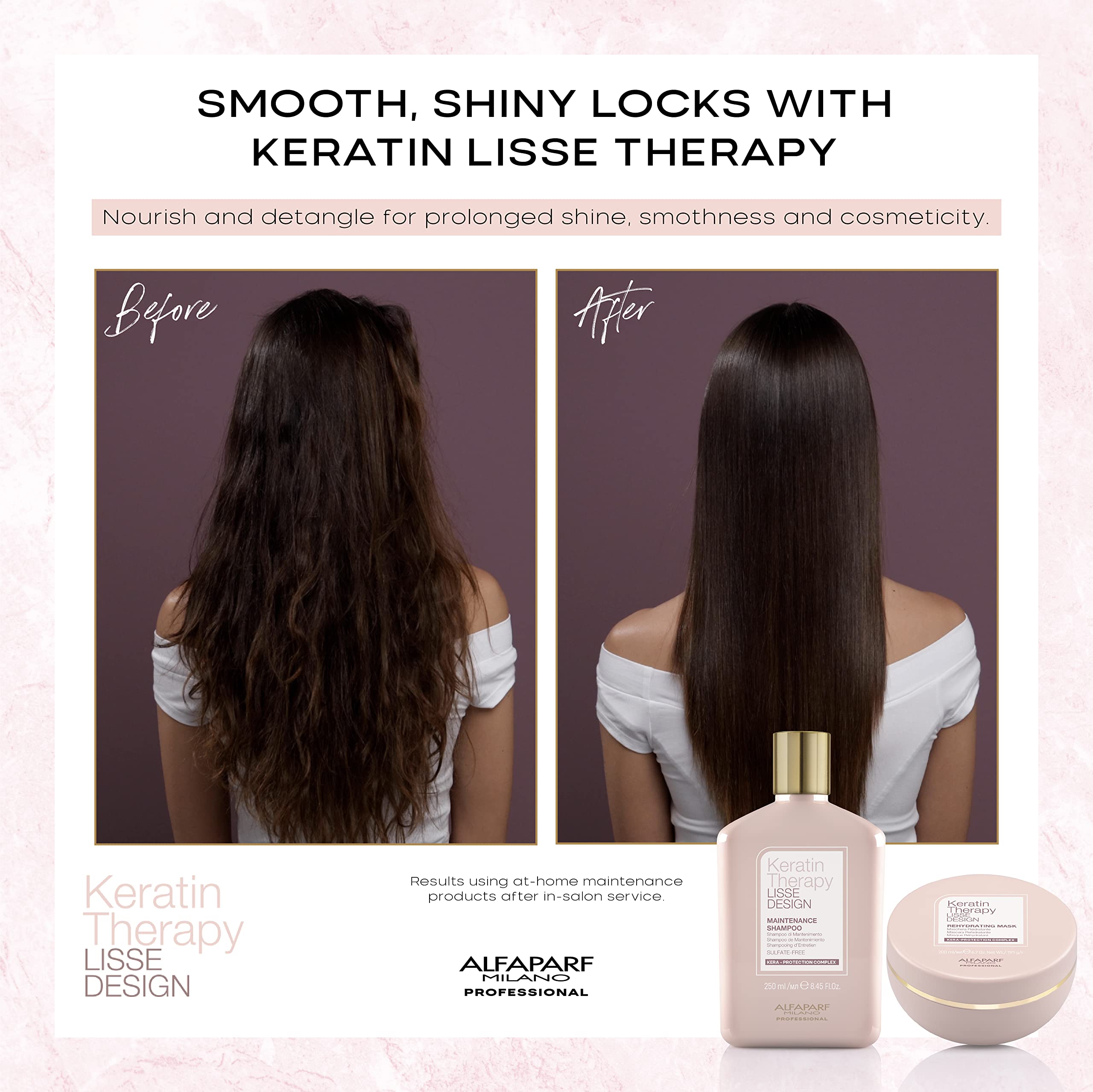 Alfaparf Milano Keratin Therapy Lisse Design Rehydrating Keratin Hair Mask - Maintains and Enhances Keratin Smoothing Treatment