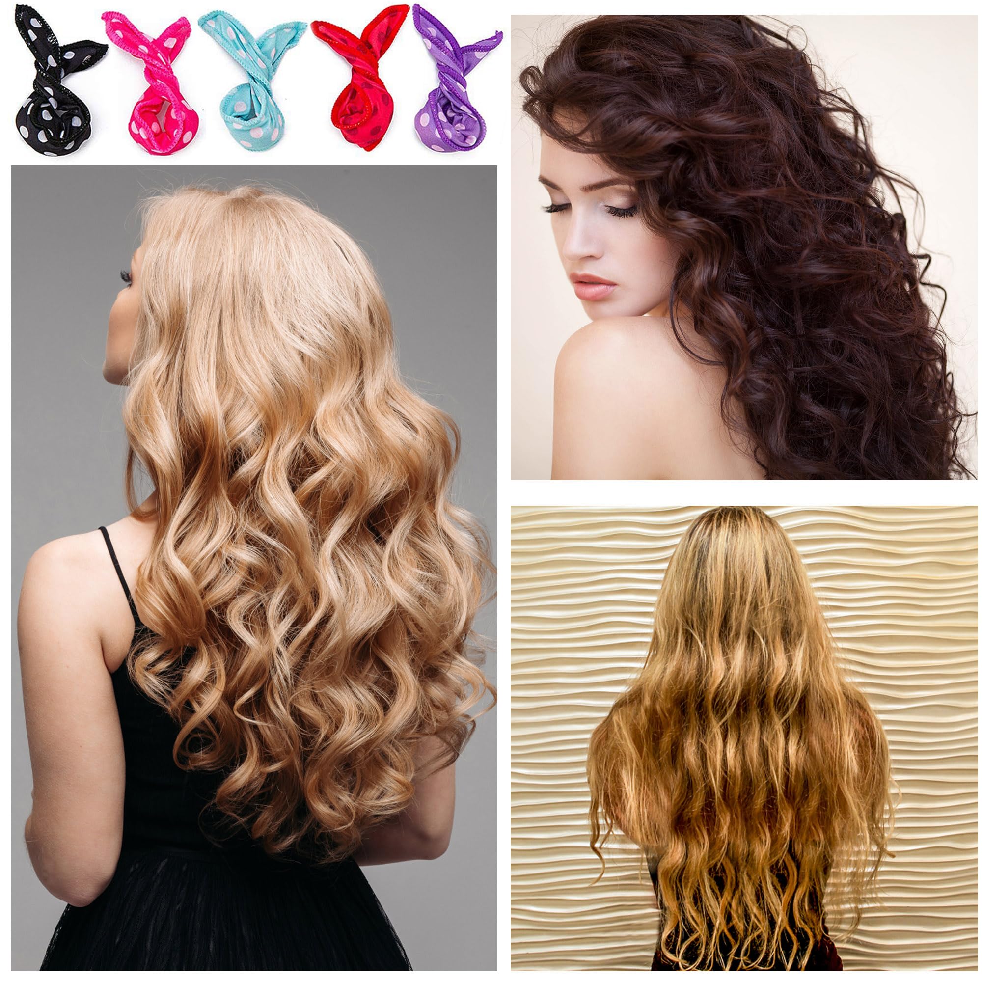 Peony Man Hair Curler Rollers - 30 Foam Styling Tools with Storage Bag - Flexible Soft Sponge - 5 Colors - Model SU35