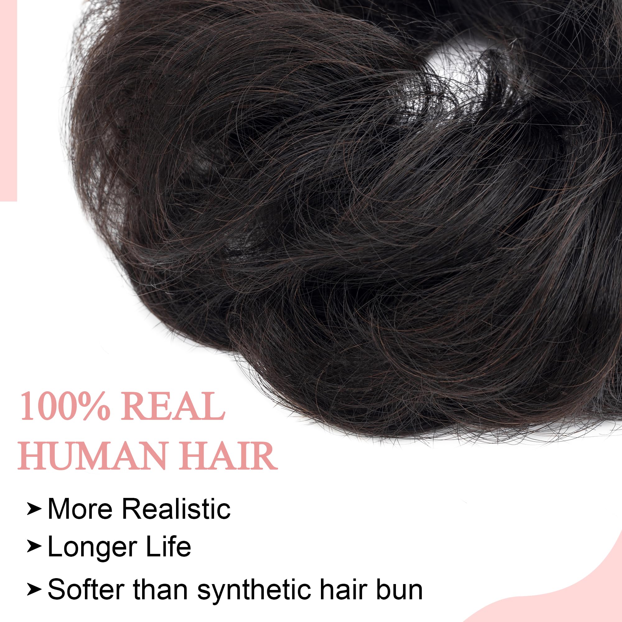 SEGO Human Hair Messy Bun Hair Piece Scrunchies Real Human Hair Wavy Curly Tousled Updo Hairpieces Donut Chignon Ponytail Extens