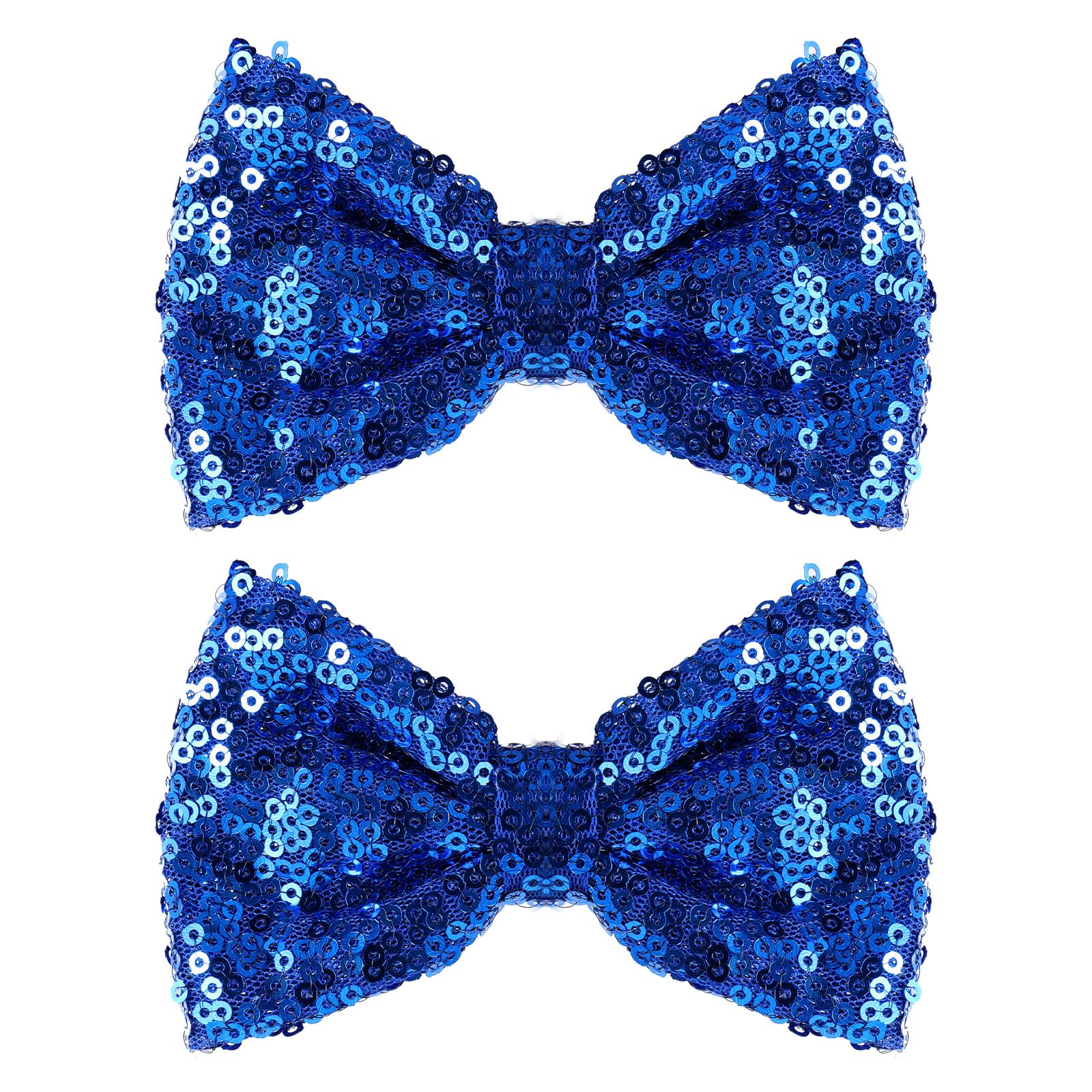 4'' Dark Blue Sparkly Glitter Sequin Hair Bows Clips for Toddler Girls Valentines Christmas Birthday Gift Party Dress Outfit Dec