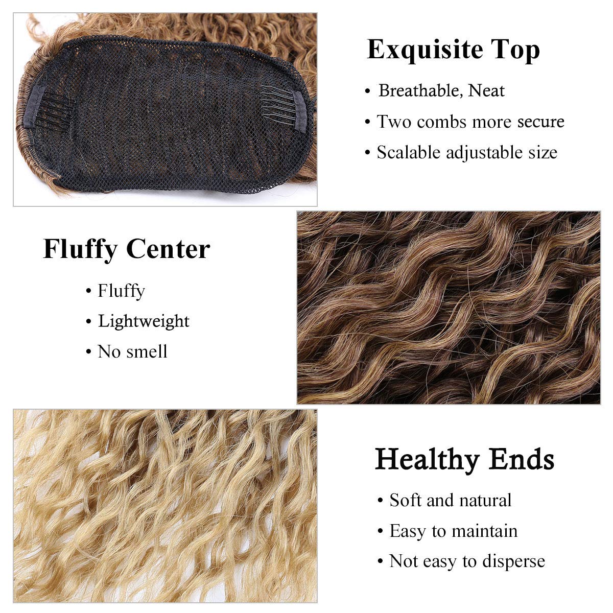Fashion Icon 30'' Long Drawstring Ponytail Synthetic High Puff Afro Clip In Ponytail Hair Extensions Ombre Curly Corn Wave Clip