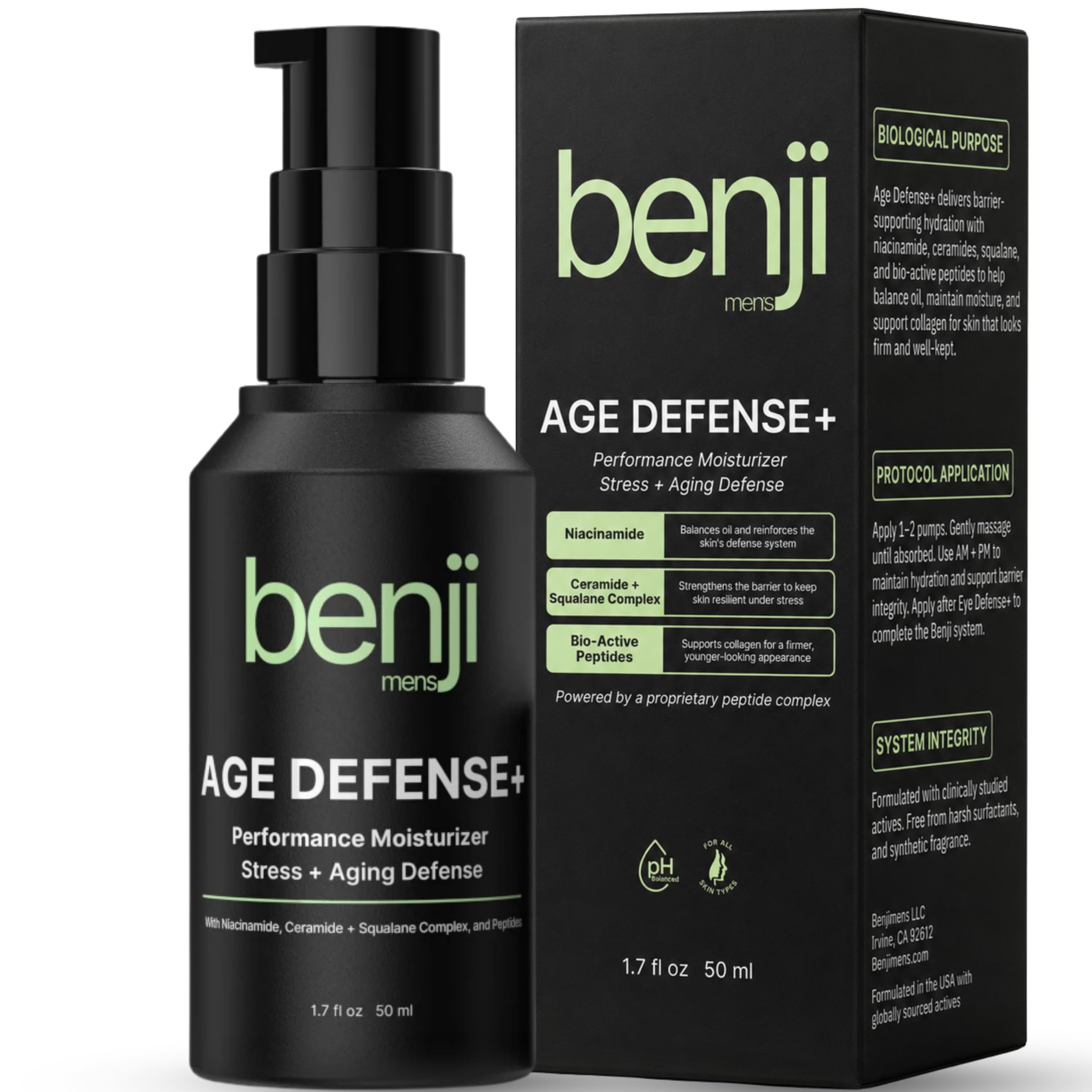 Age Defense+ Mens Face Moisturizer, Anti Aging Face Cream For Men 1.7oz
