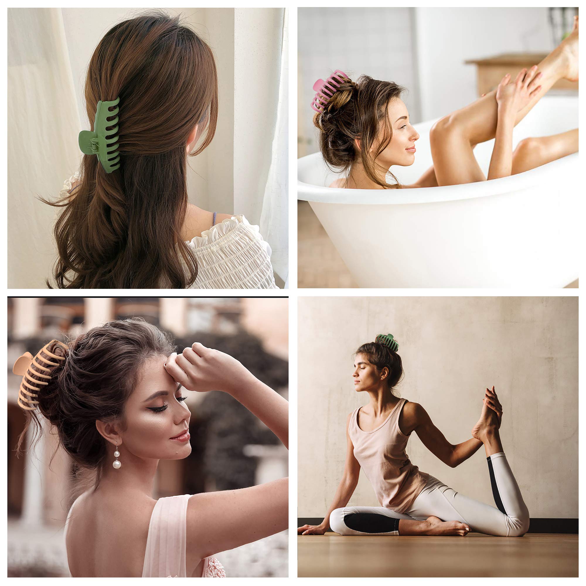 Owiizi Big Hair Claw Clips For Women - 4.3'' Nonslip Jumbo Clips For Long, Thick Hair, Strong Hold Jaw Clamps For Styling Access