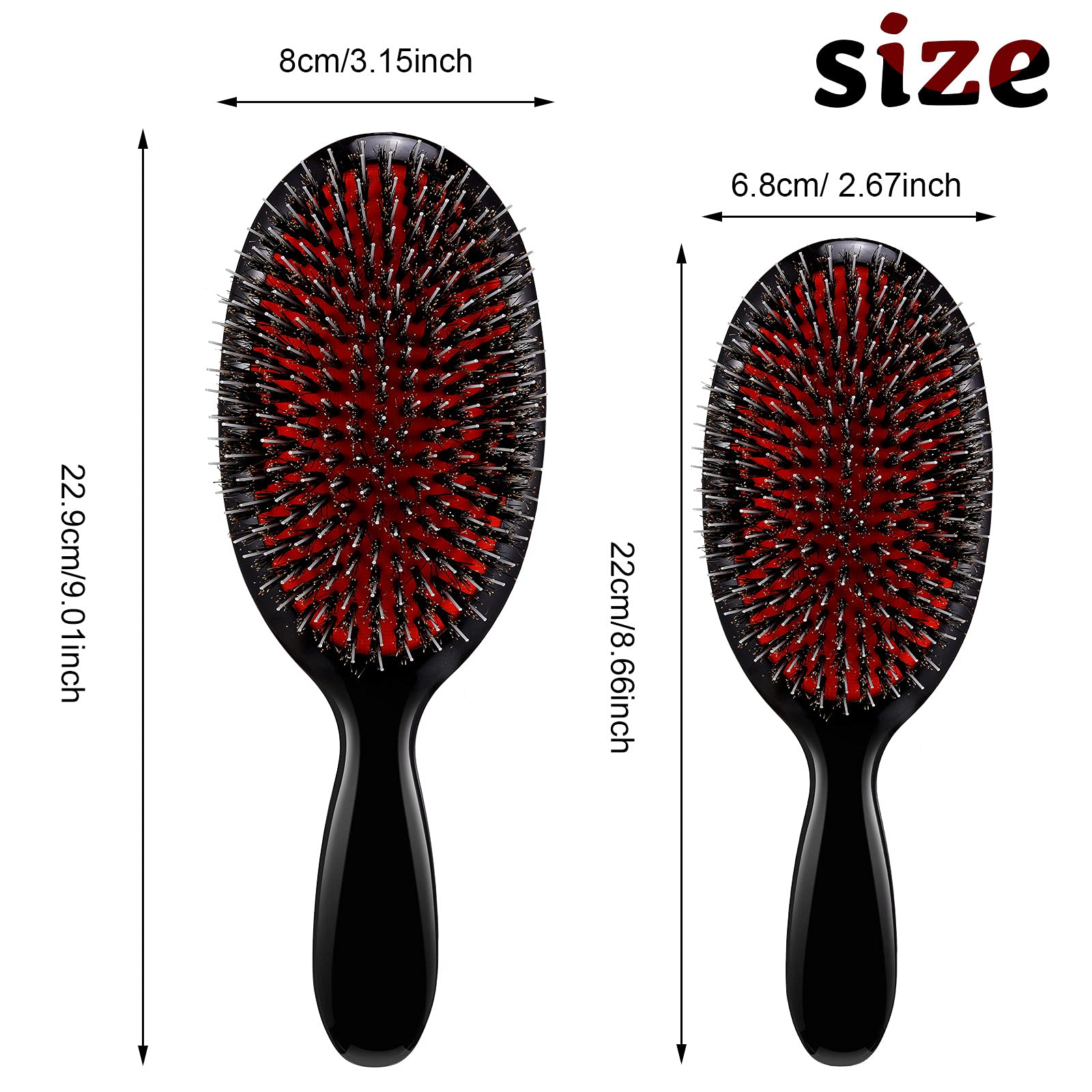 2 Pieces Boar Bristle Hair Brushes With Nylon Quill Boar Bristles Natural Bristles Hair Extensions And Fine Hair Hairbrush For W