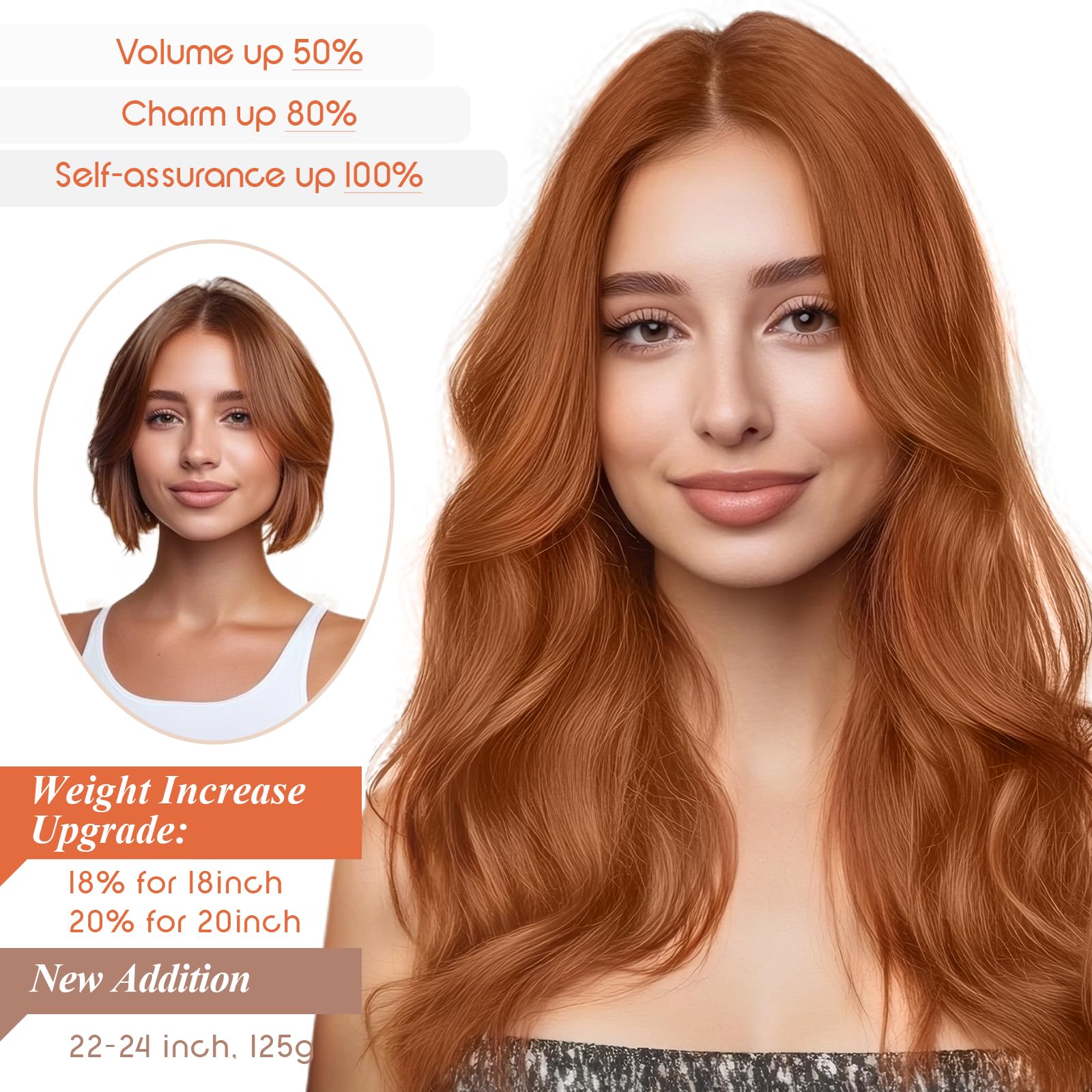 Sunny Wire Hair Extensions Real Human Hair Fish Line Human Hair Extensions Invisible Wire Extensions Copper #350 18 Inch