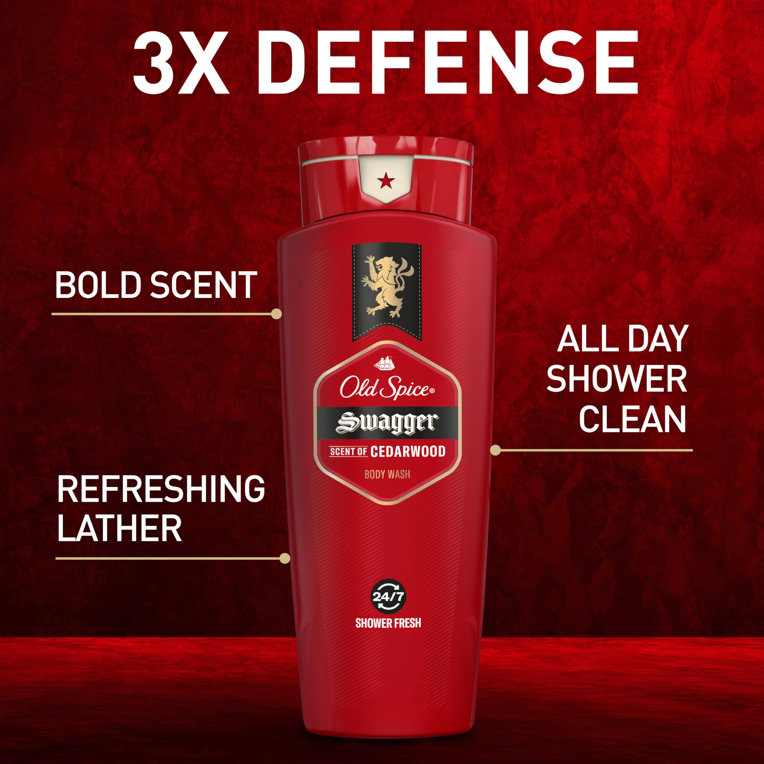 Old Spice Men 'S Body Wash Swagger Scent, 24/7 Shower Freshness, 16 Fl Oz (Pack Of 4)